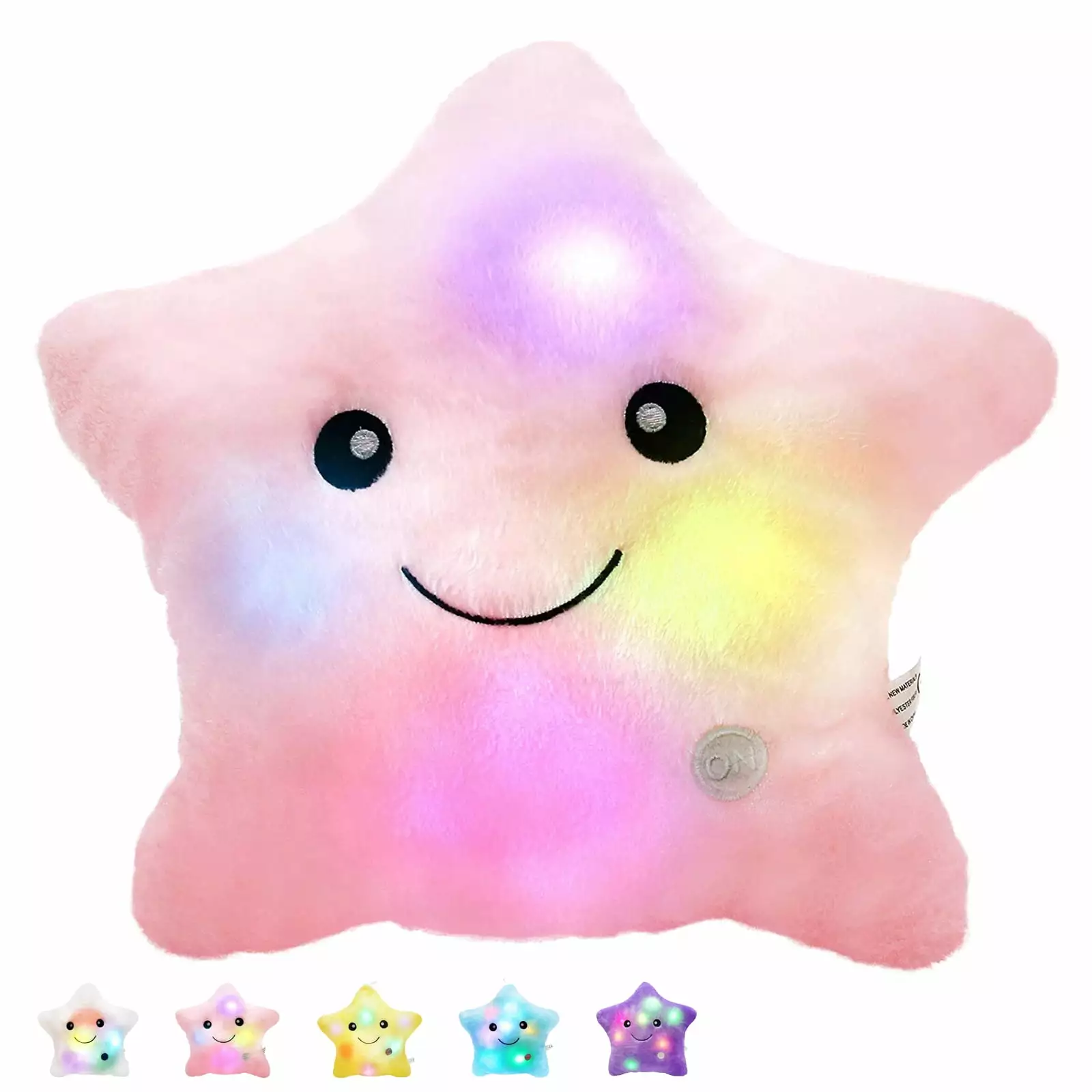 Glowing Plush Toy. Light up Star Pillow. LED Night Light Glowing Cushions Stuffed Toys. Christmas Gifts for Kids (Pink)