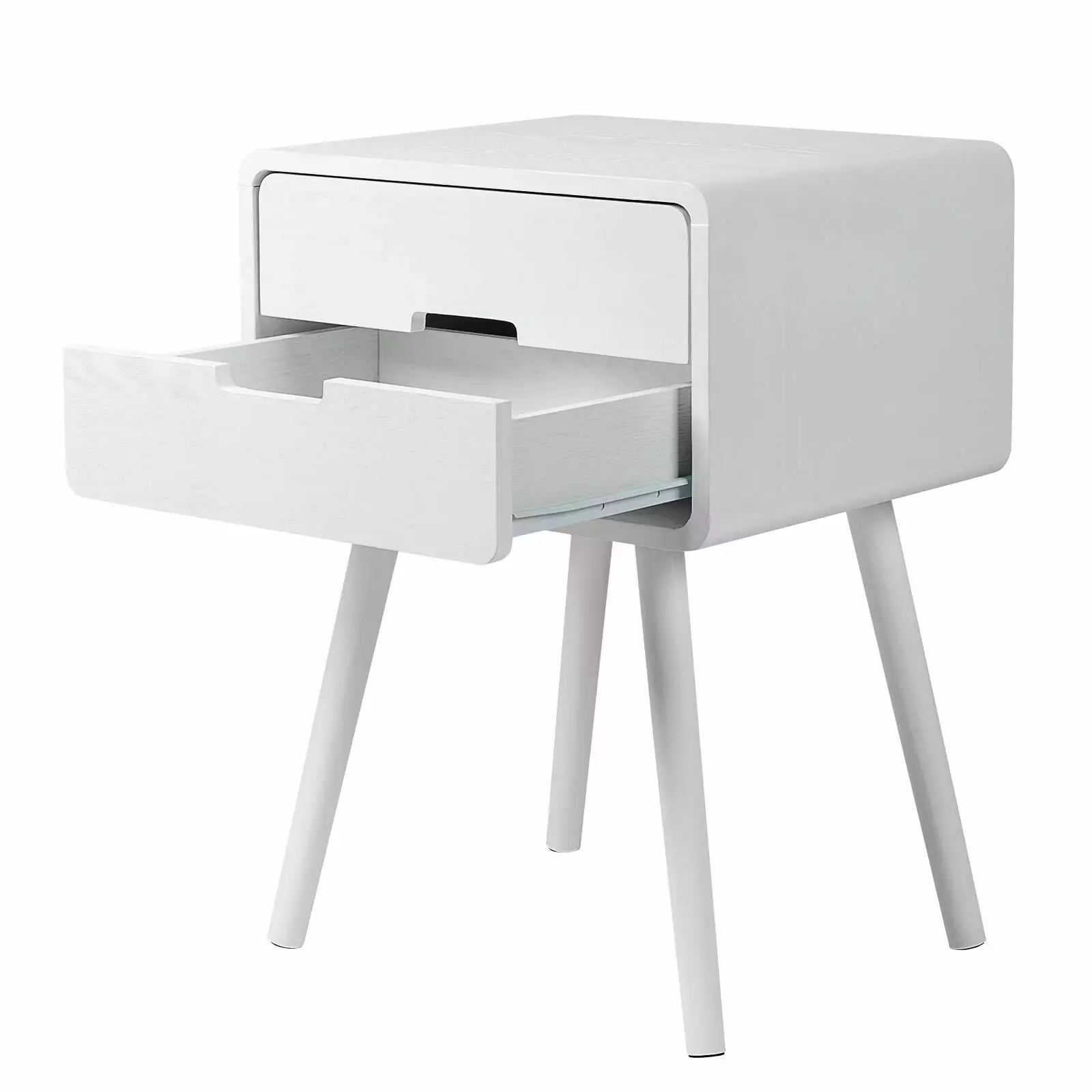 GoDecor Nightstand 2 Drawer Wood. 24.2'' Tall Bedside Table Living Room Side Table for Bedroom Sofa. White