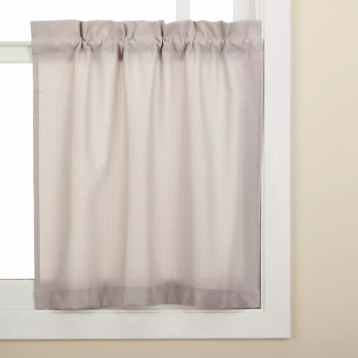 Gray Opaque Solid Ribcord Kitchen Curtains Choice of Tier Valance or Swag