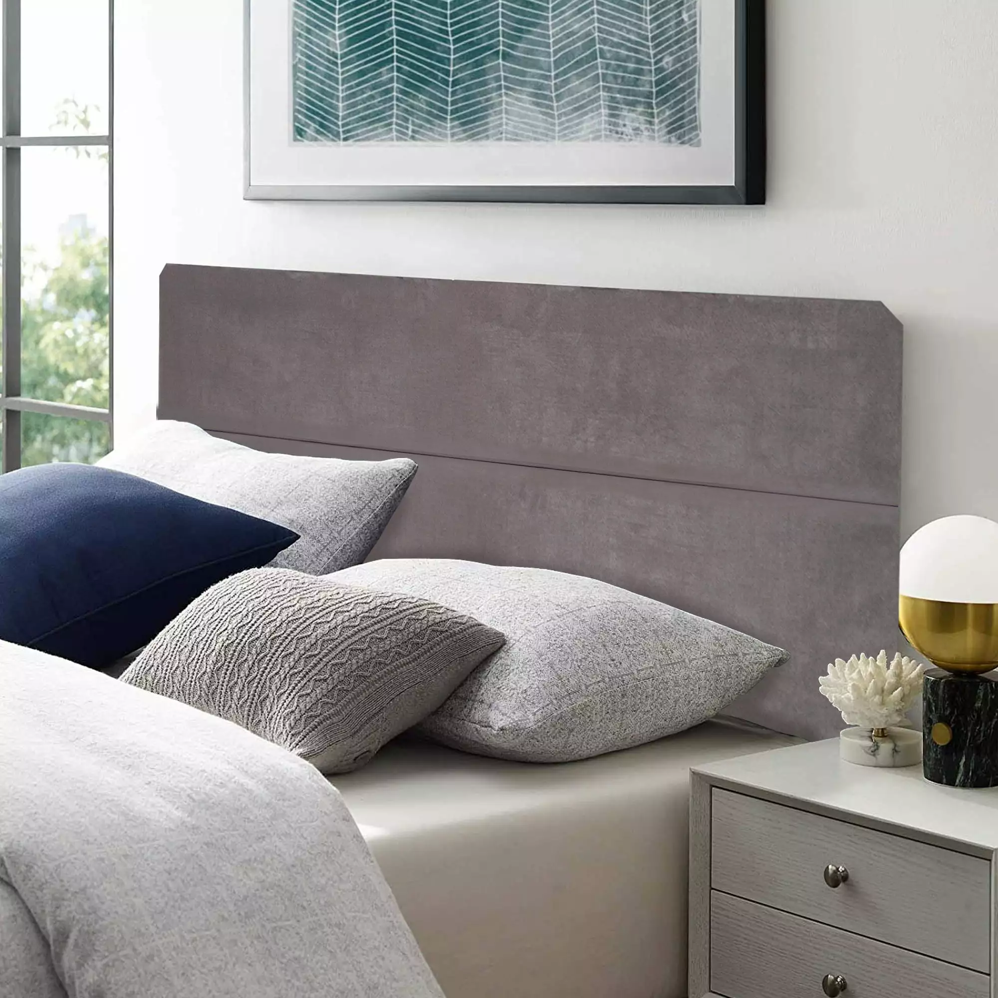 Greaton. Upholstered Fabric Headboard. Grey. Twin Size (includes headboard only)