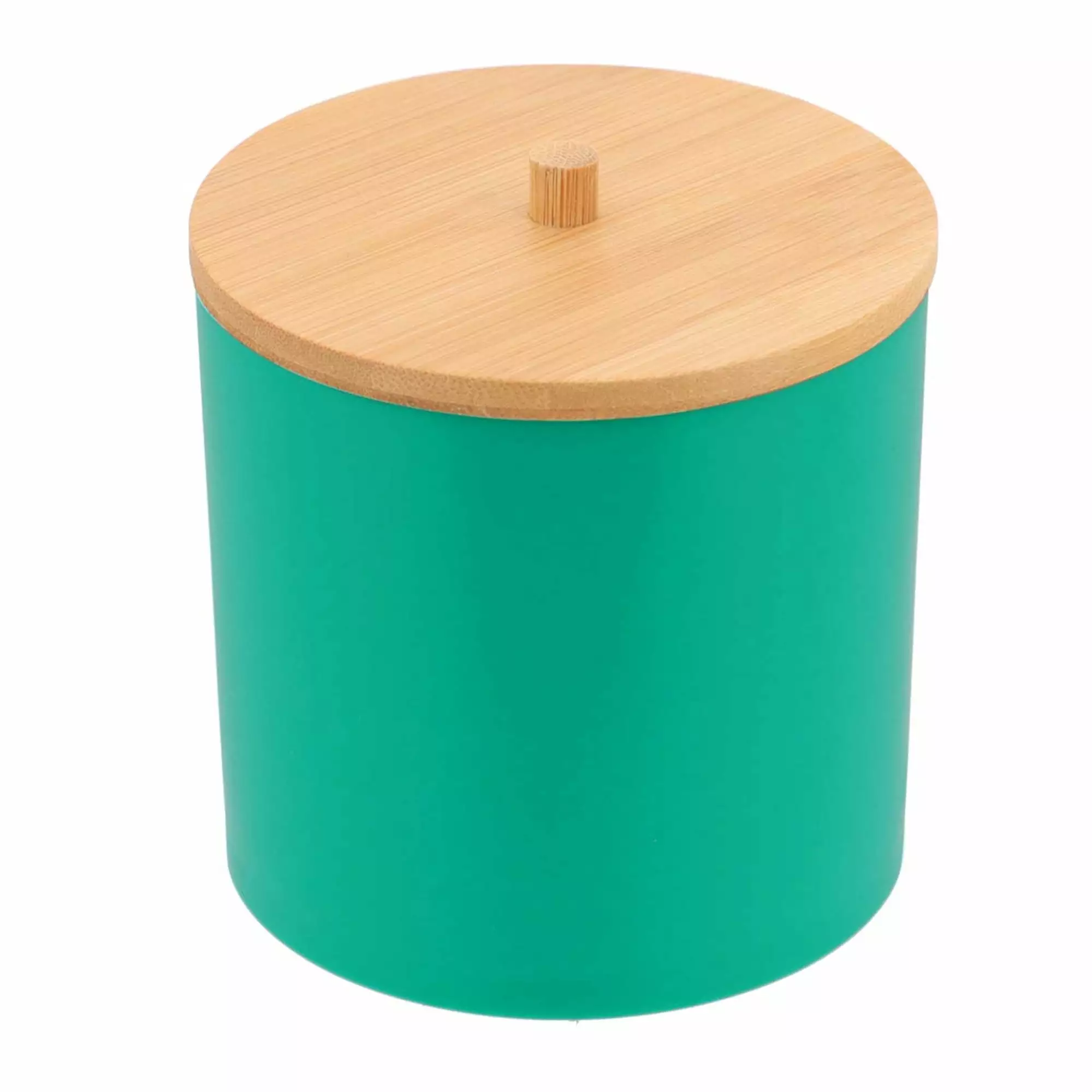 Green Cotton Pad and Q-Tip Holder Padang with Bamboo Top - Organize in Style. Bathroom Vanity Organizer