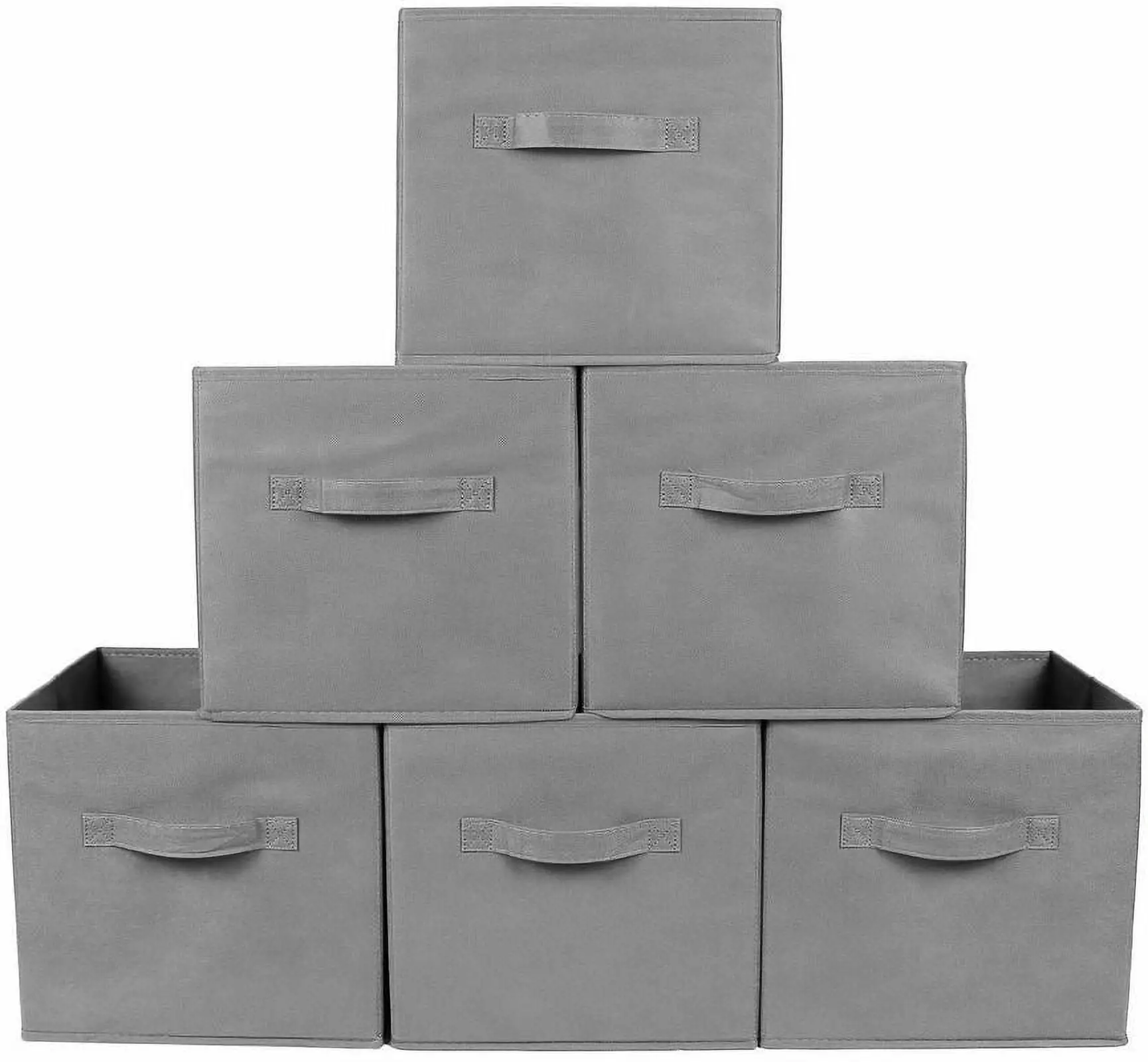 Greenco Foldable Fabric Storage Cubes Non-Woven Fabric | Gray Cube Storage Bins | Shelf Baskets| Gray Fabric Cubes | 6 Pack