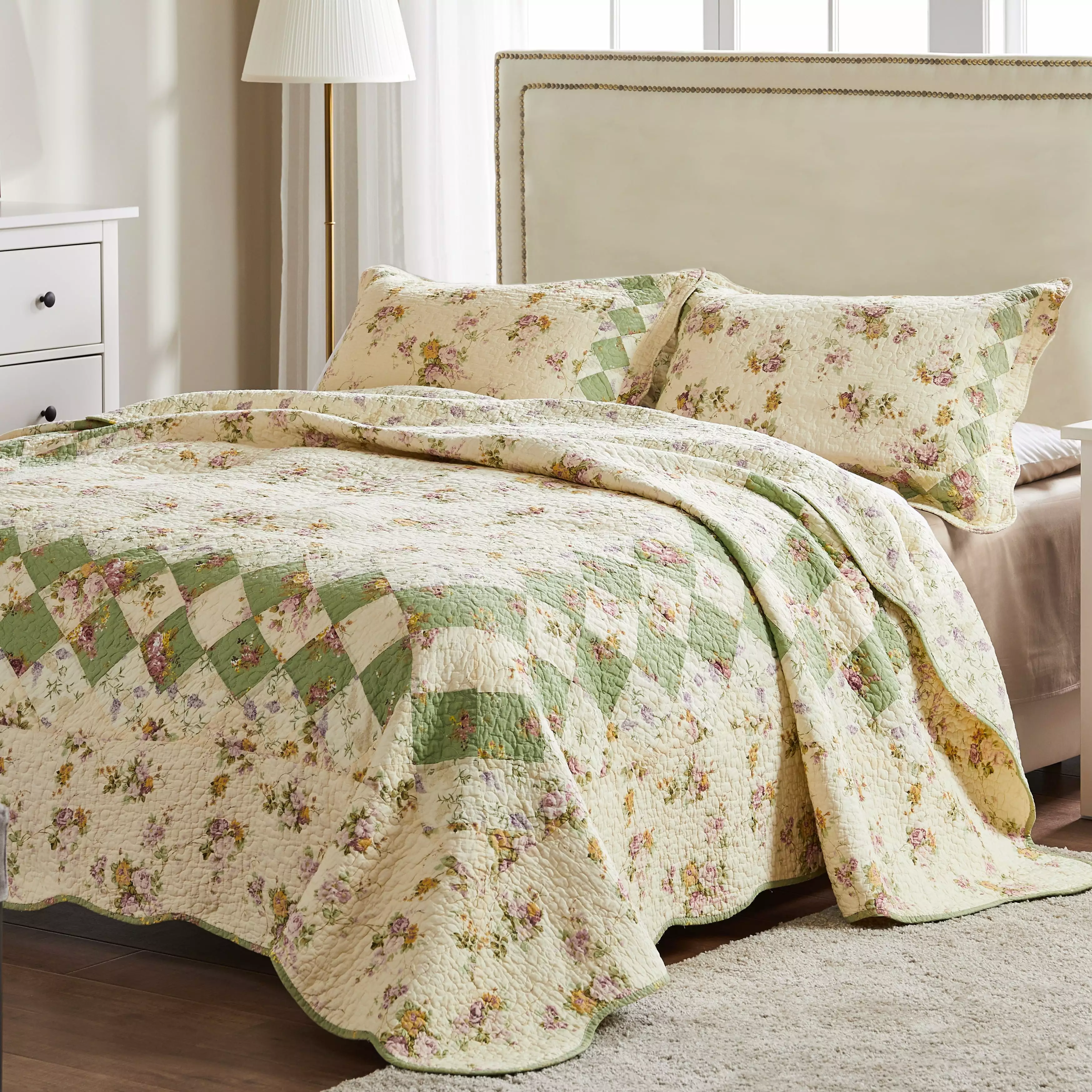 Greenland Home Fashions Bliss 100% Cotton Reversible Quilt Set