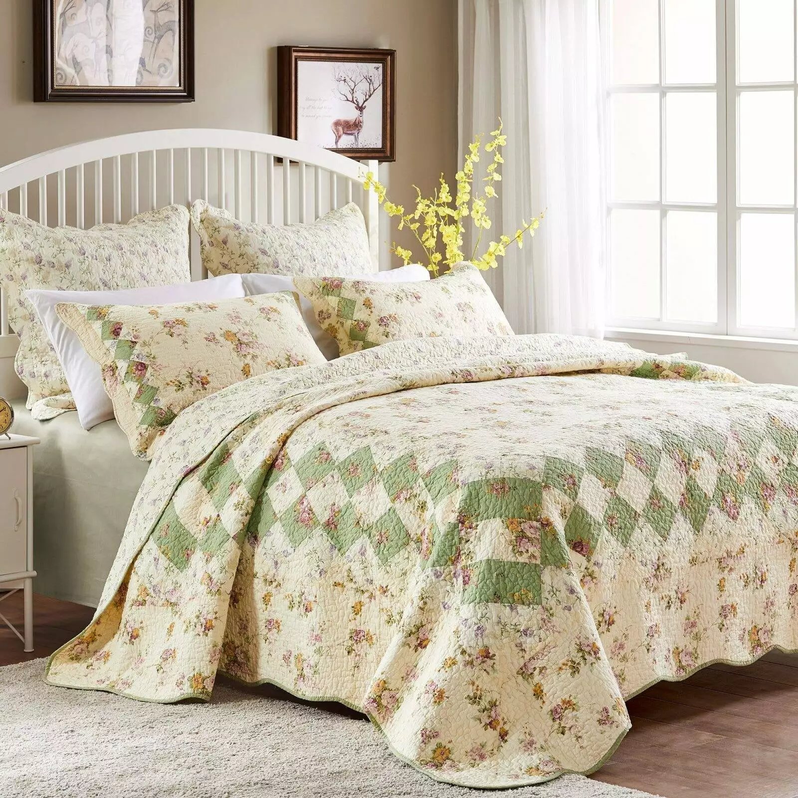 Greenland Home Fashions Bliss - 2 Piece Quilt Set - Ivory