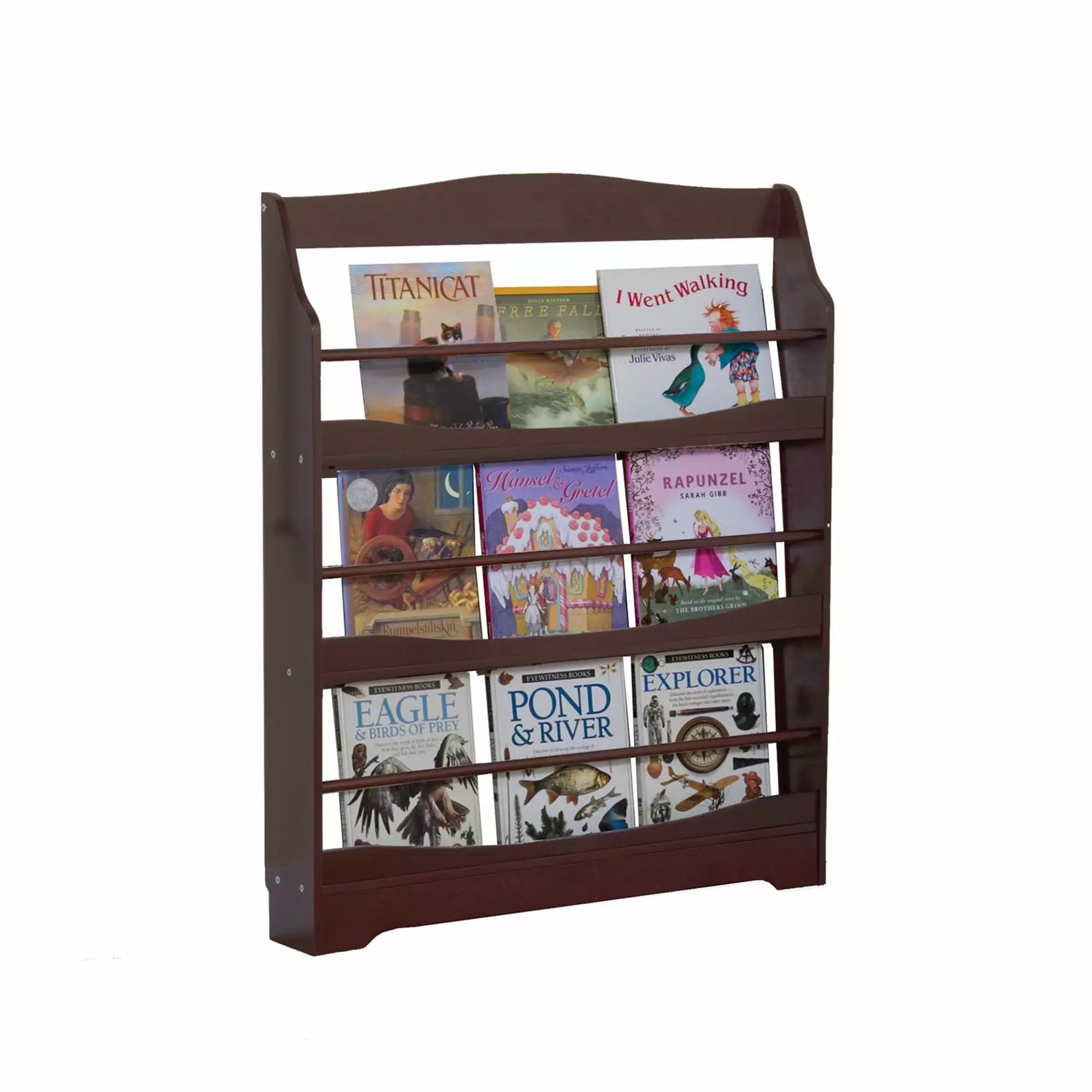 Guidecraft Expressions Espresso Bookrack - Kids Wooden Storage Bookshelf for School. Playroom and Bedroom Furniture