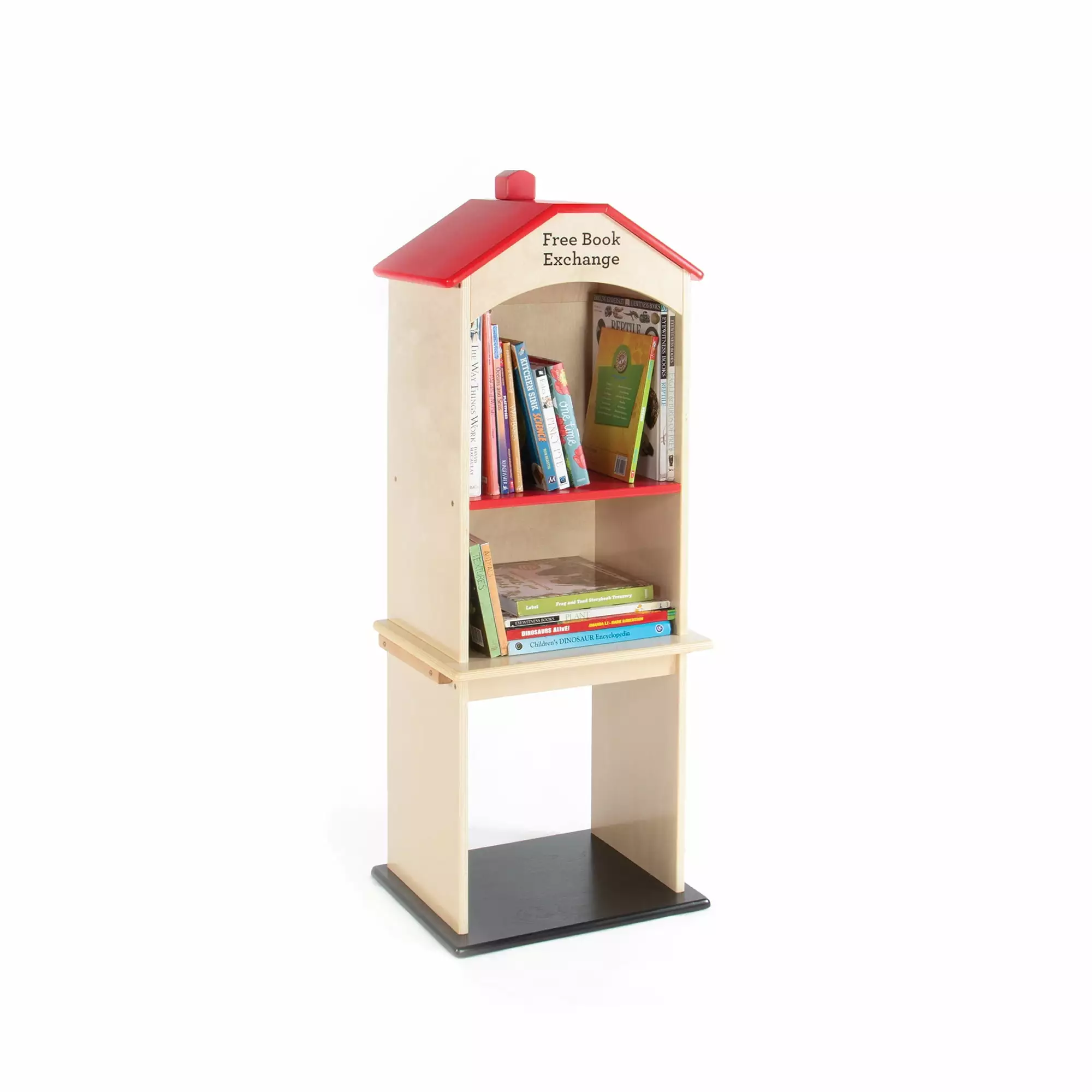 Guidecraft Free Library Exchange Book Stand: 3-Shelf Wooden Storage Bookcase. Classroom Furniture