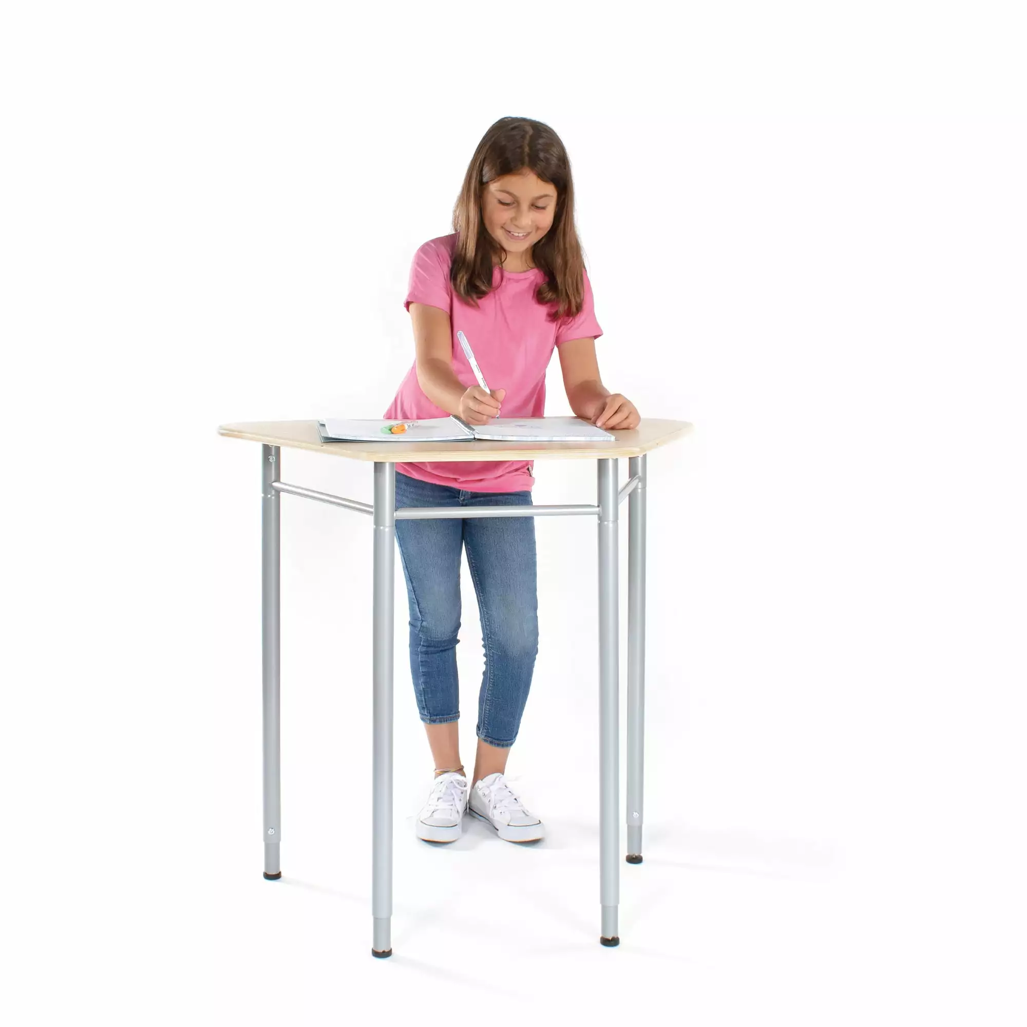 Guidecraft Standing Modular Desk for Adults and Kids: Adjustable Height Wood Desk with Metal Legs for Home. Office. Classrooms and More