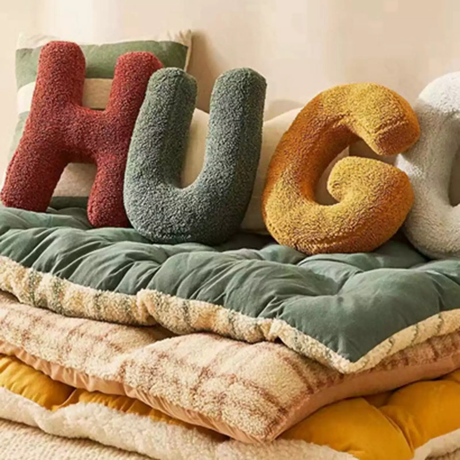 Gwong English Letter Pillow Soft Cute Hugging Cushion Teaching Words Game Props Children Toy Nursery Decor PP Cotton Stuffed Sofa Cushion Living Room Decoration Christmas Gift