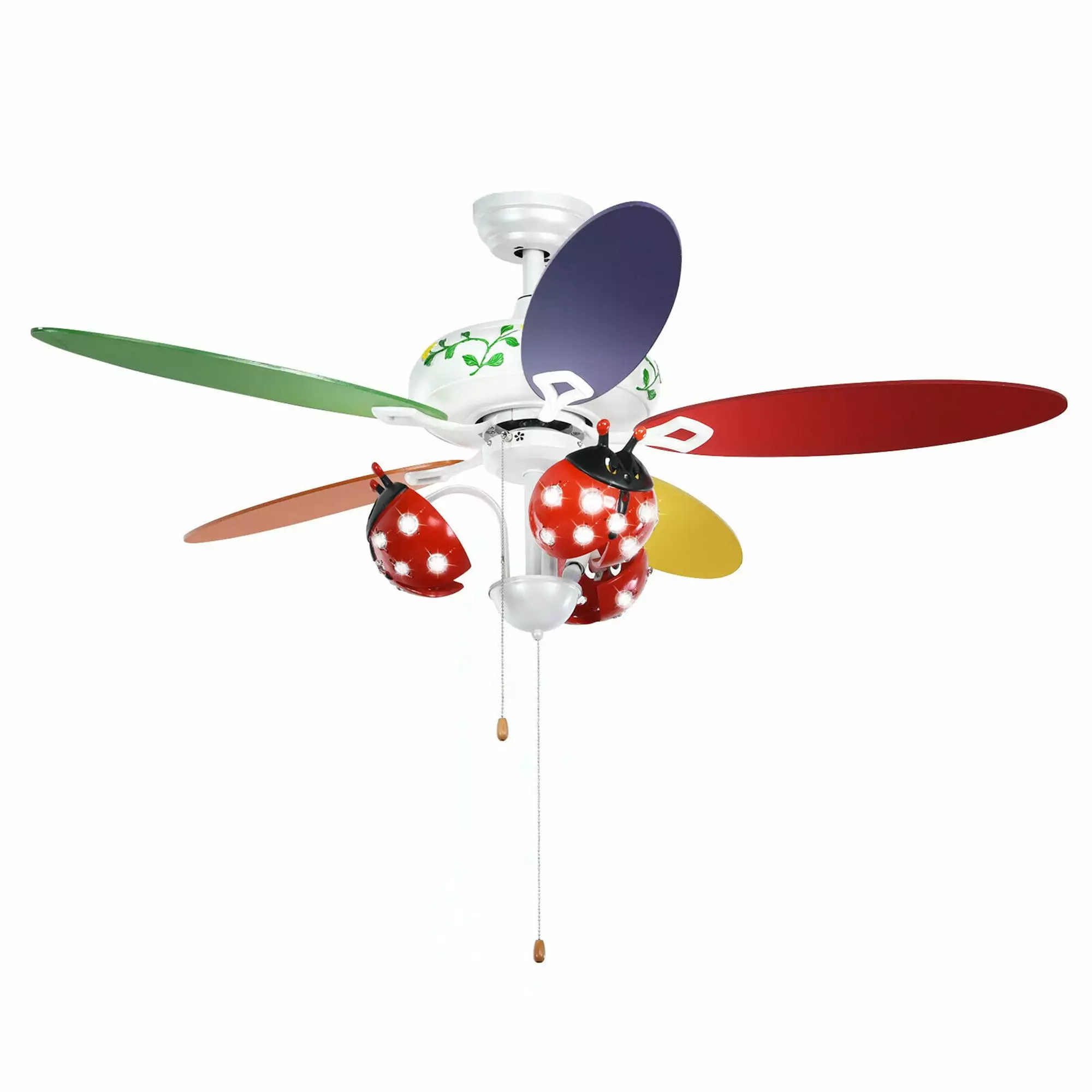 Gymax 52'' Ceiling Fan with Light Kids Fan Light w/Pull Chain Control Beetle Multicolor