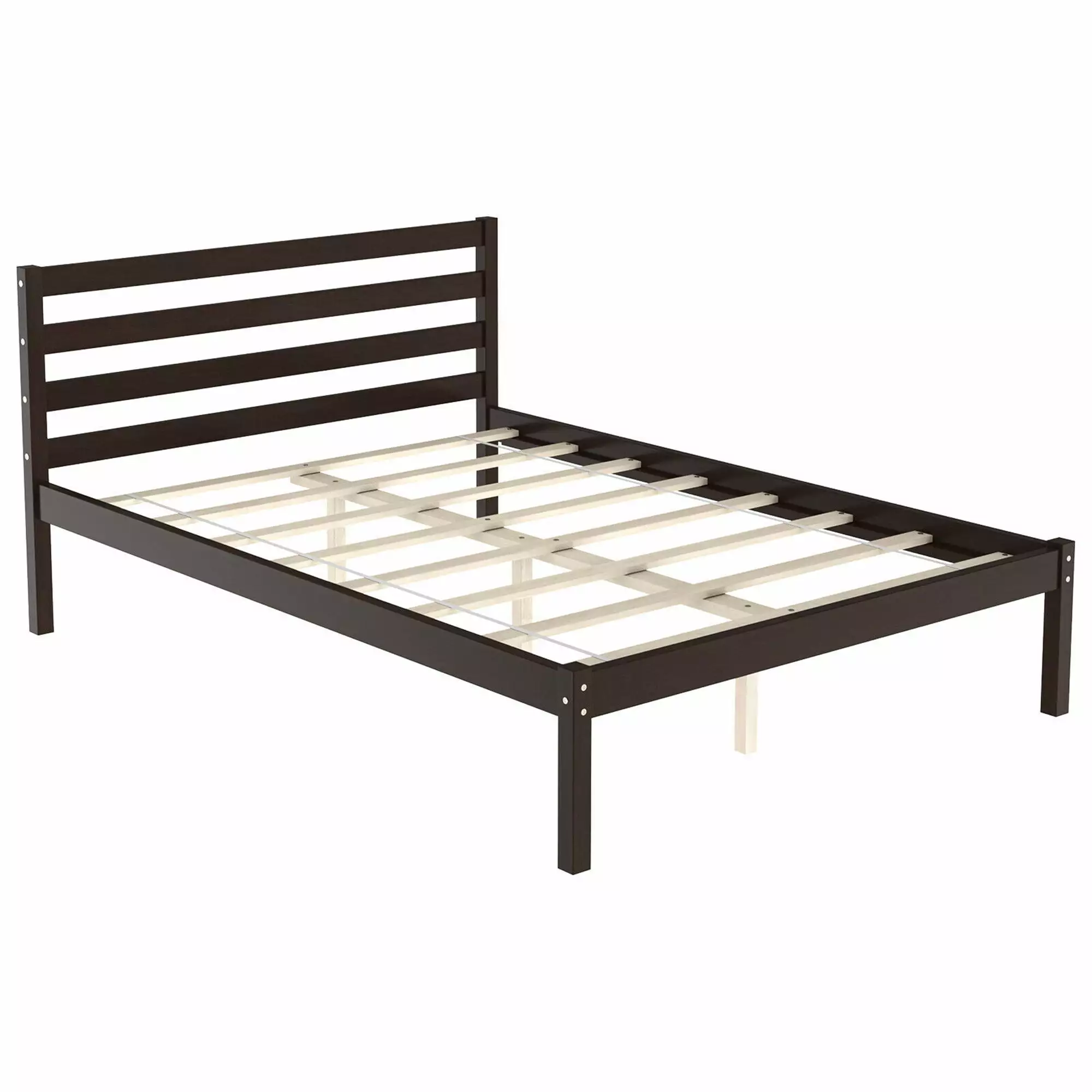 Gymax Full Wood Platform Bed Frame Headboard Slat Support Mattress Foundation