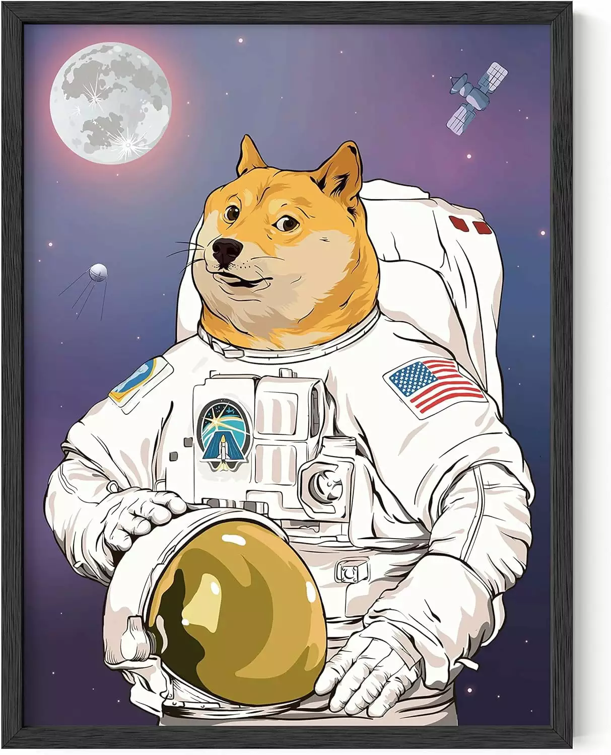 HAUS AND HUES AstroDoge Funny Poster Dorm Decor Funny Doge Meme Poster for College Room Decor | Cool Posters and Funny Meme Posters for Teens | Doge Poster. Unframed. 12 x 16