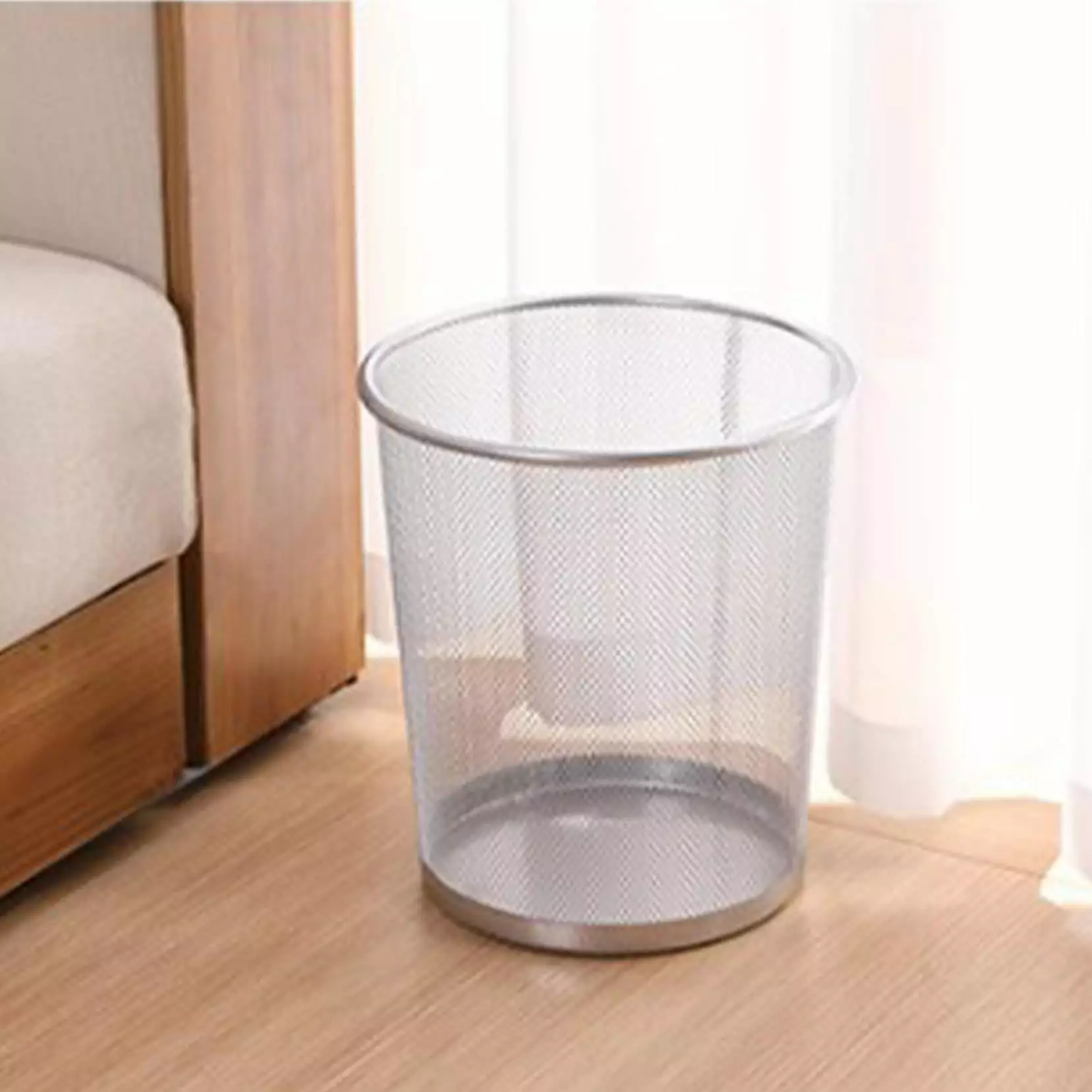 HEMNJUM Wire Trash Basket Metal Meshround Garbage Can Trash Can Garbage Can Wastebaskets for Bathroom Bedroom Office Kitchen Small Space Living Trash Bin