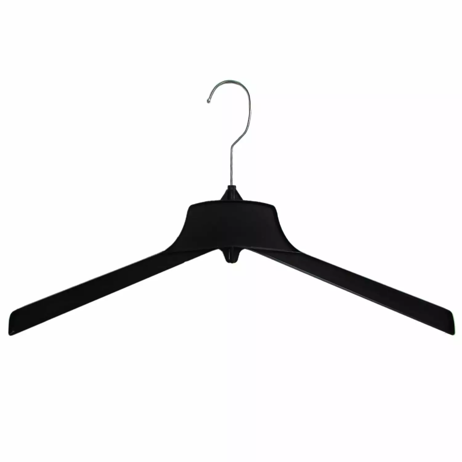 Hanger Central Recycled Heavy Duty Plastic Hangers. Long Polished Metal Swivel Hooks. 19 Inch. 10 Pack. Black