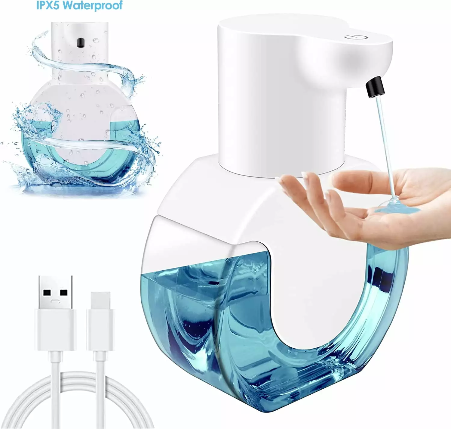 Haokaini Automatic Soap Dispenser. Wall Mounted or Tabletop Touchless Soap Dispenser 420ml with Upgraded Infrared Sensor 4 Adjustable Soaps. USB Rechargeable. Soap Dispenser for Bathroom and Kitchen