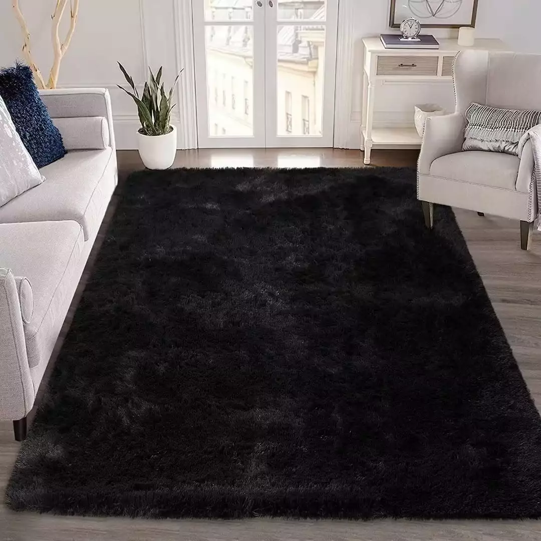 Haperlare Area Rug Extra Large 8'x10' Fluffy Rugs Shag Rugs for Living Room Bedroom Furry Rugs Shaggy Rug Home Decor Rug Carpets. Black