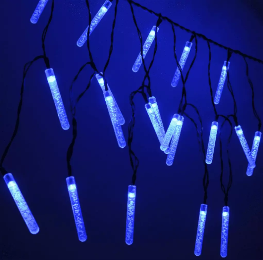 Happon 5 Meter 20 LED Outdoor Solar Lamps LED String Lights Fairy Holiday Christmas Party Garlands Solar Garden Waterproof Lights (Icicle Shape. Blue)