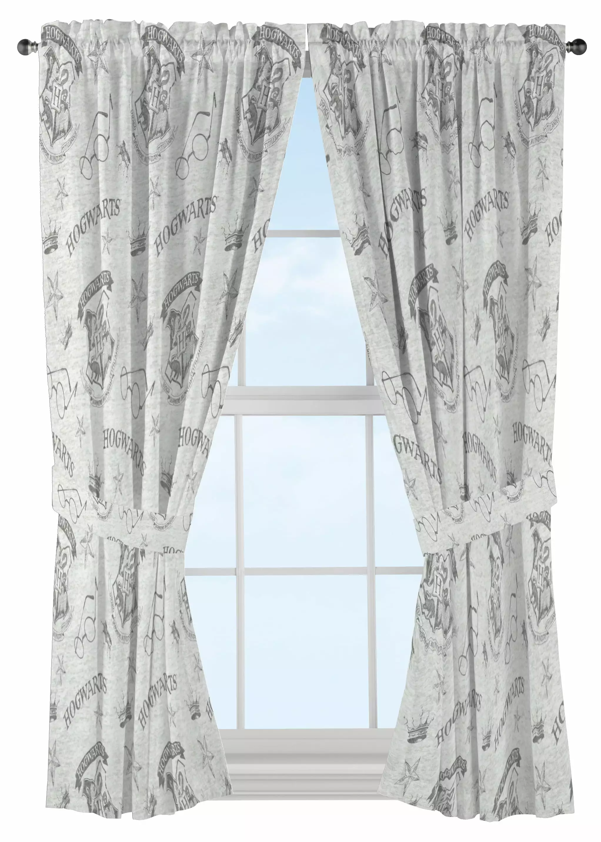 Harry Potter Spellbound 63 Curtain/Drape Set. 100% Microfiber. Grey