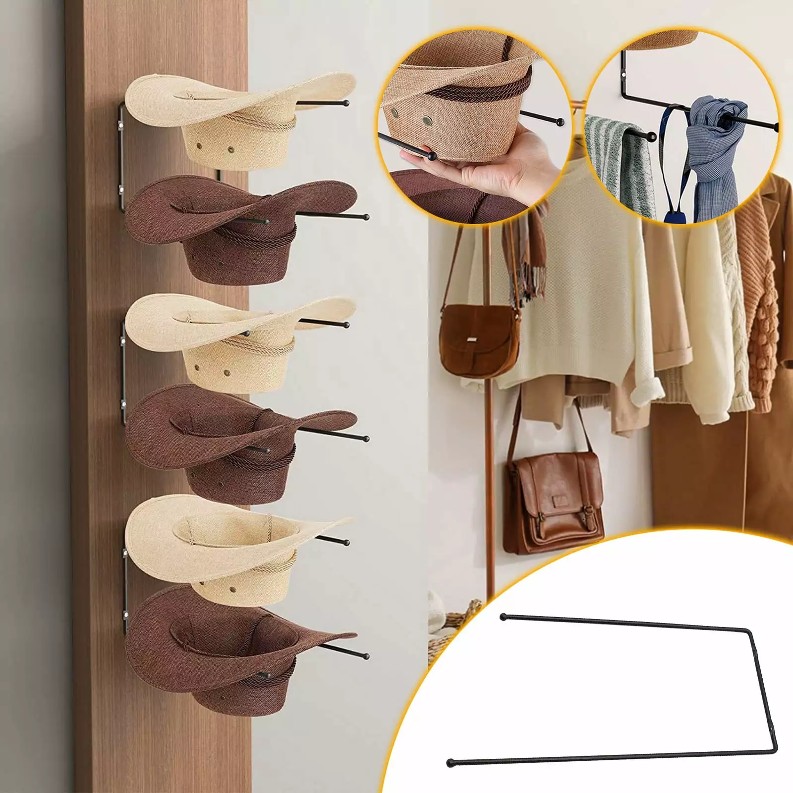 Hat Storage Bracket Wall Mounted Cowboy Hat Display Shelf Hook Iron Paint Hat for Home Lightning Deals