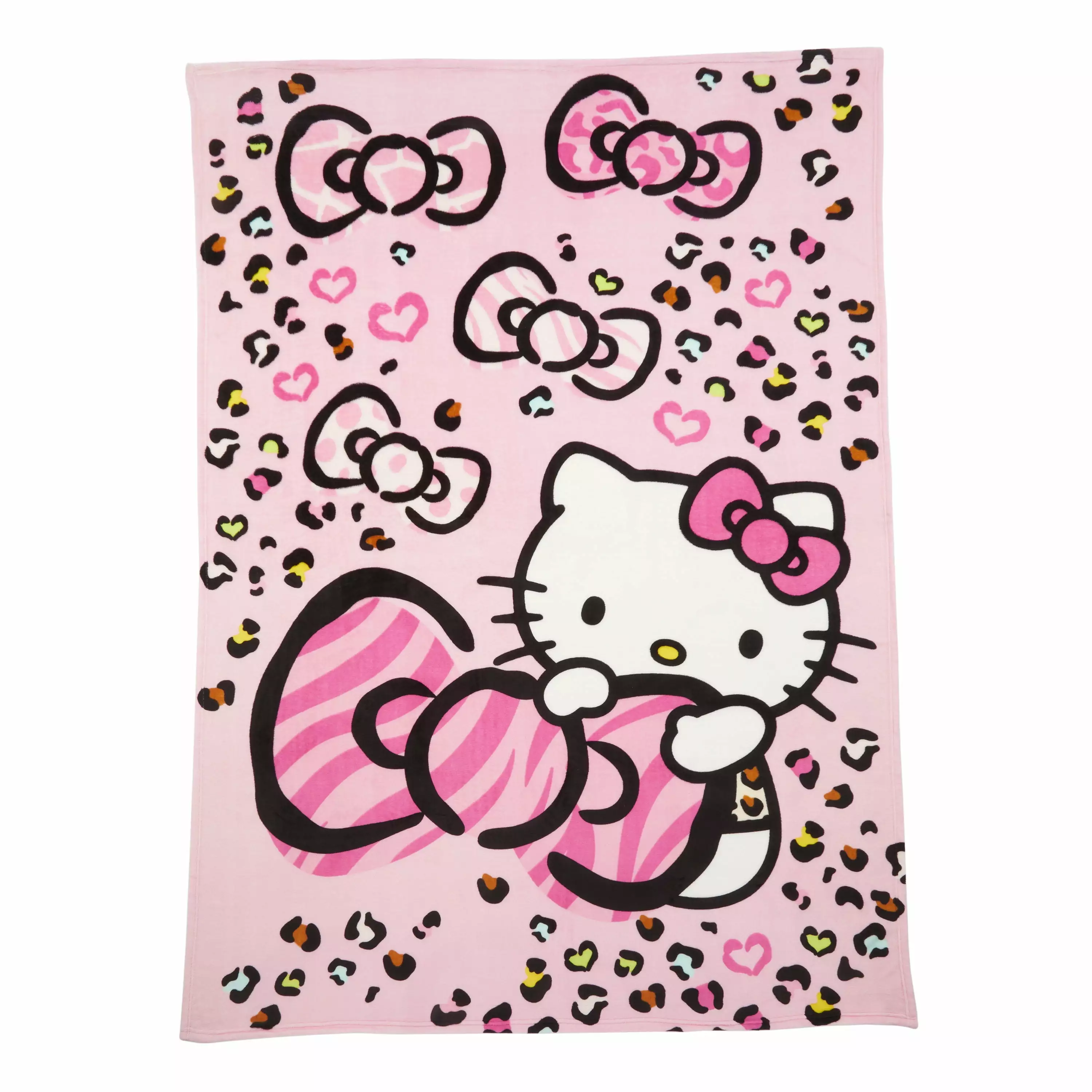 Hello Kitty Kids Plush Blanket. Twin/Full Size 62x90. Pink. Sanrio