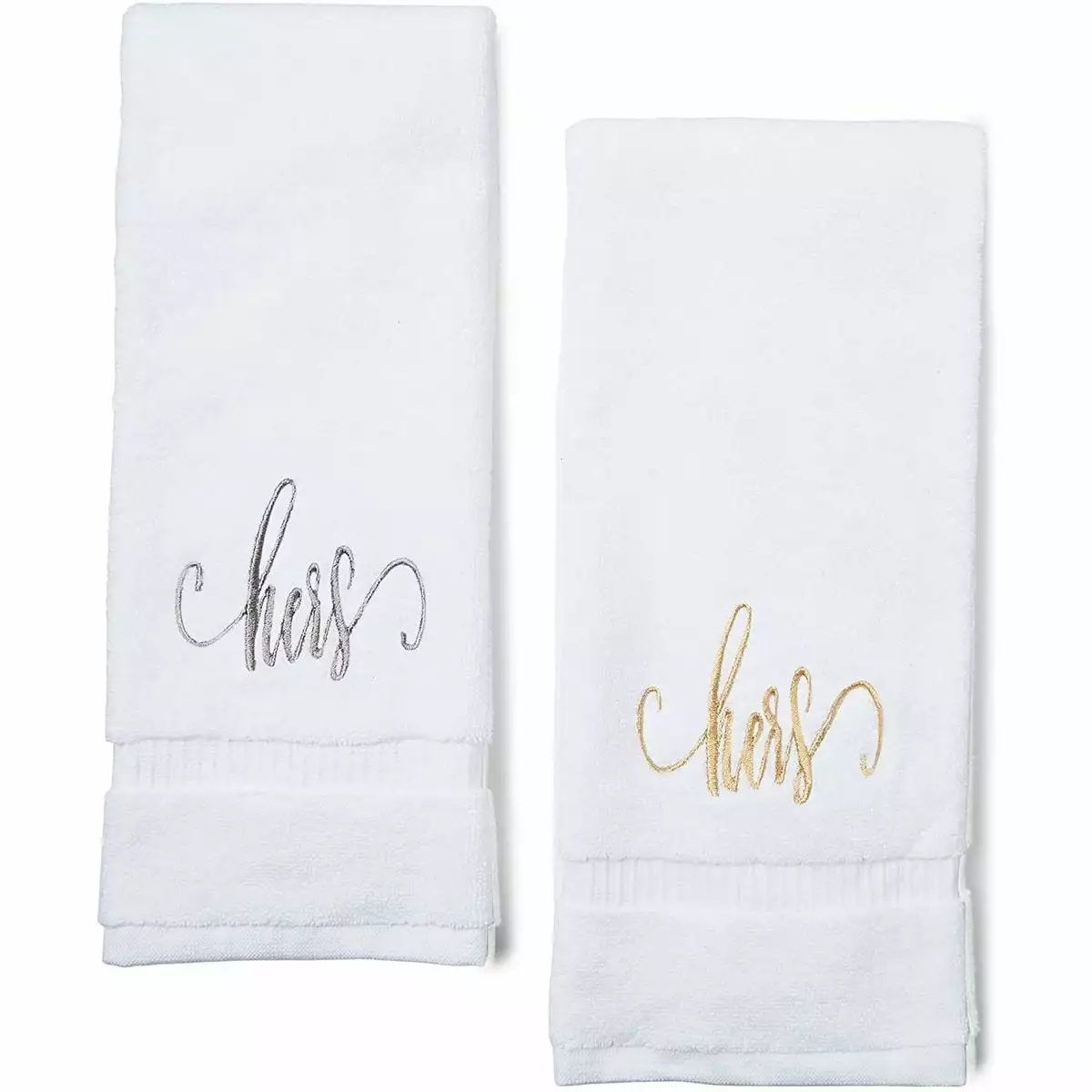 Hers and Hers Monogrammed Hand Towels Wedding Gift for Lesbian Couple Women (16 x 30 in. Set of 2)