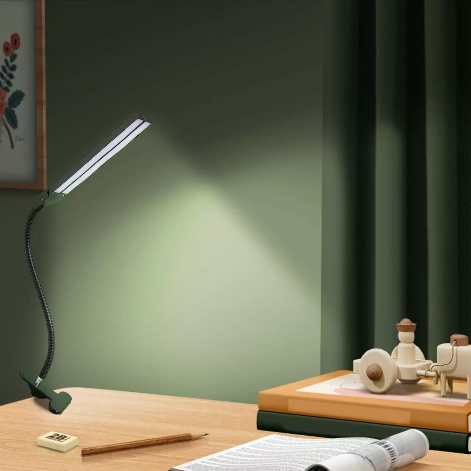 Hiroekza Clearance! Led Lights.LED Book Light. Dual Head 32 LED Reading Light 180° Adjustable Clip On Desk Lamp With Flexible Gooseneck For Reading In Bed Clearance