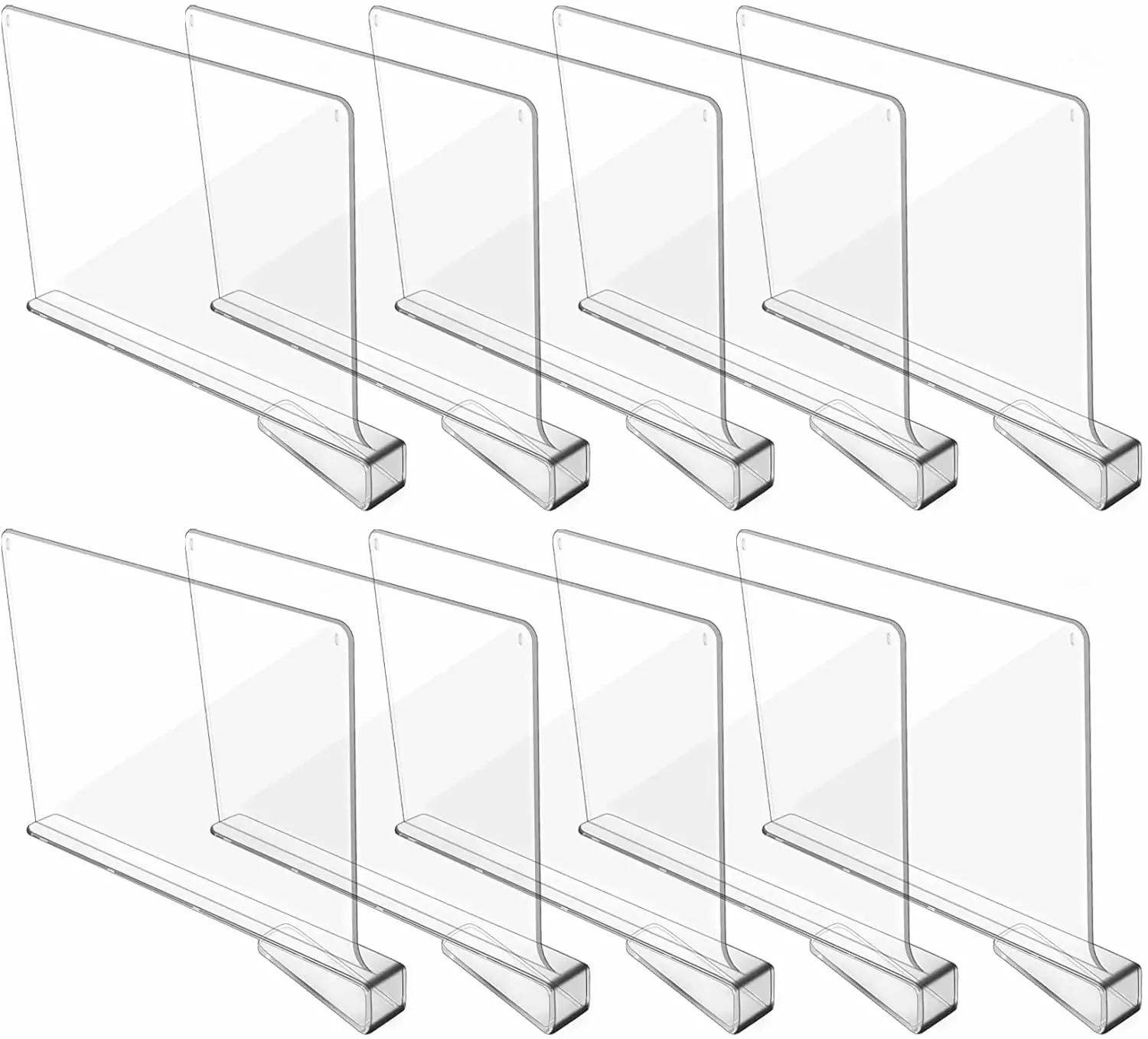 Hmdivor 10 pack acrylic shelf divider. wardrobe shelf divider for bedroom kitchen and office shelf organization