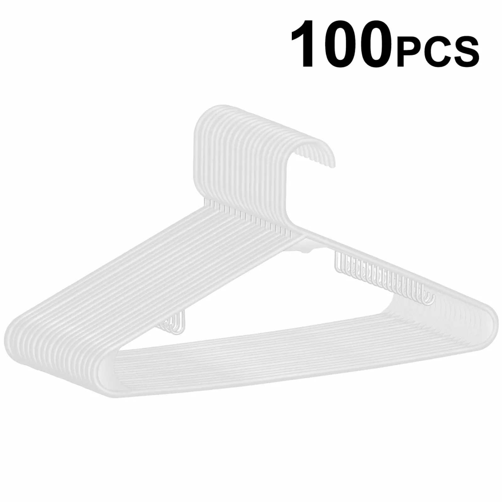 HomGarden 100 Pack Plastic Clothing Hanger Adult Shirt Hanger W/Hooks - White