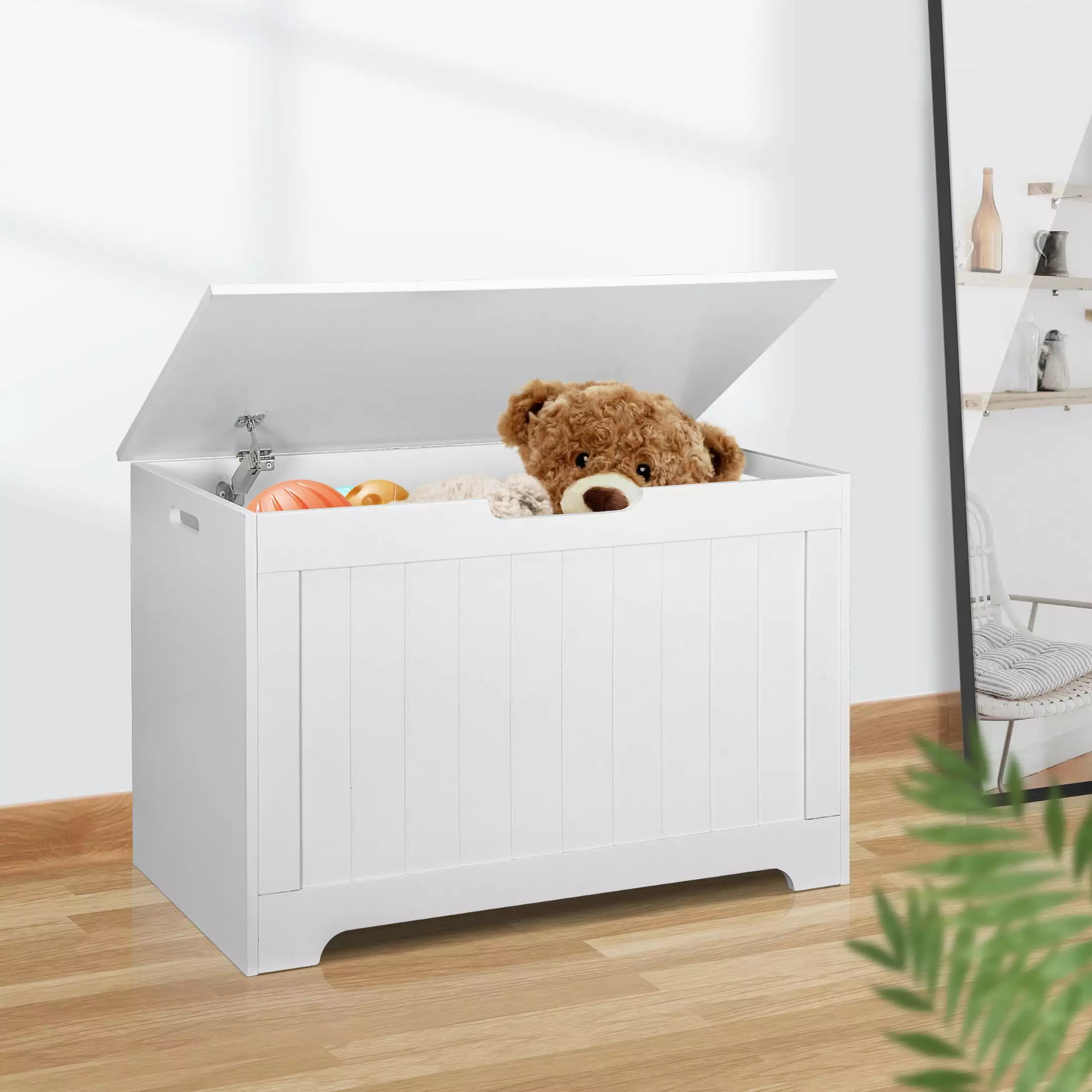 HomGarden 47.9 Gallon Wood Toy Chests. White