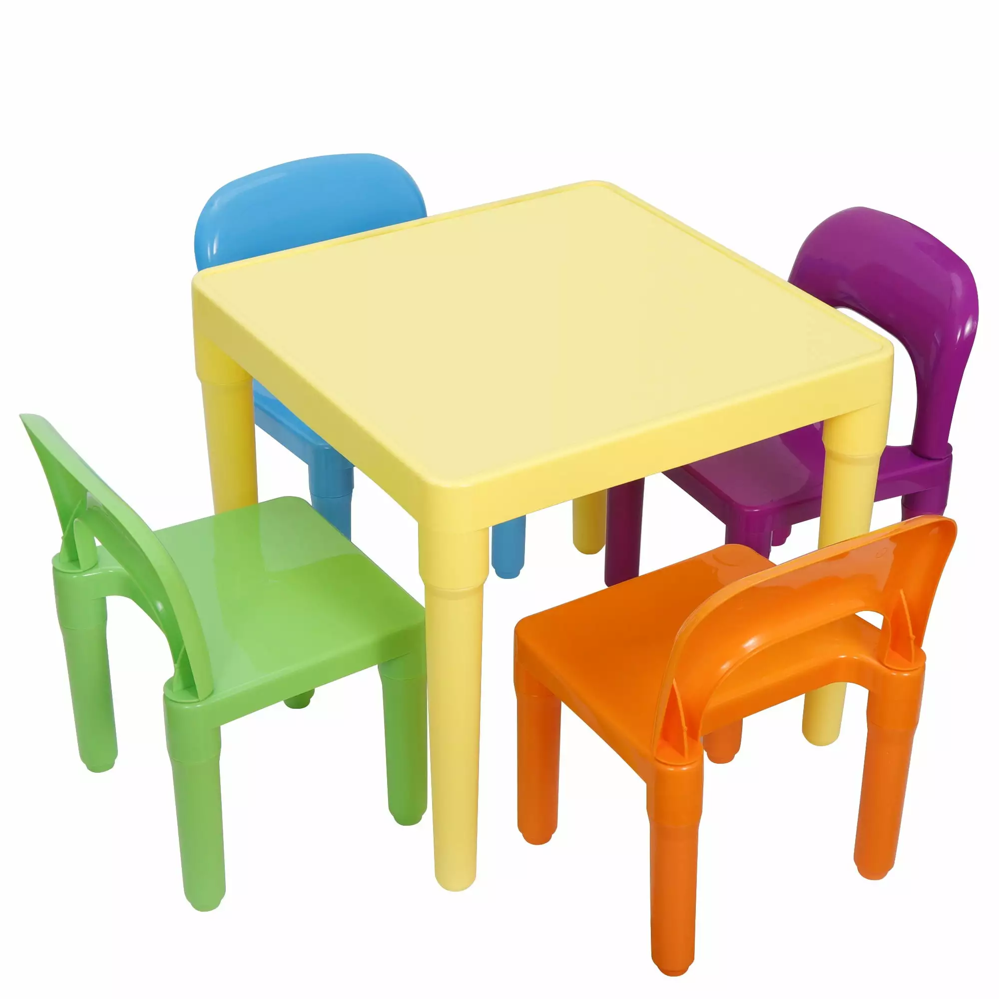 HomGarden 5PCS Toddler Kids Plastic Table & 4 Chairs Set. Multi Color Playroom