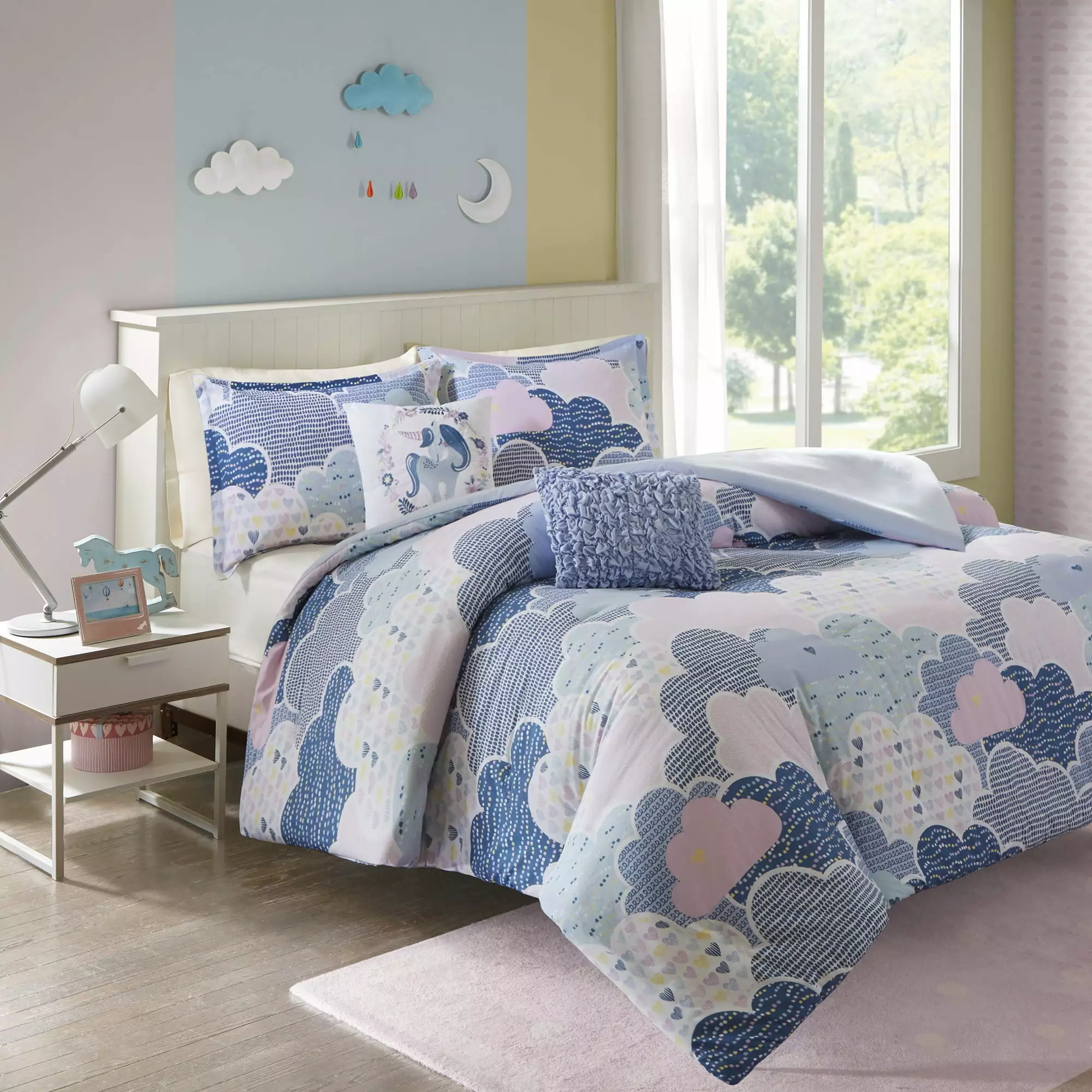 Home Essence Kids Clouds Duvet Set. 5 piece. Printed. Full Queen