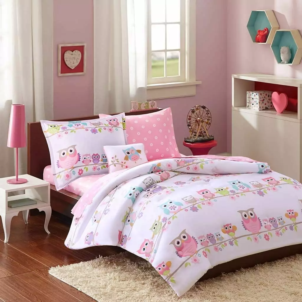 Home Essence Kids Owls Comforter Bedding Set. 8 piece. Multi color. Full