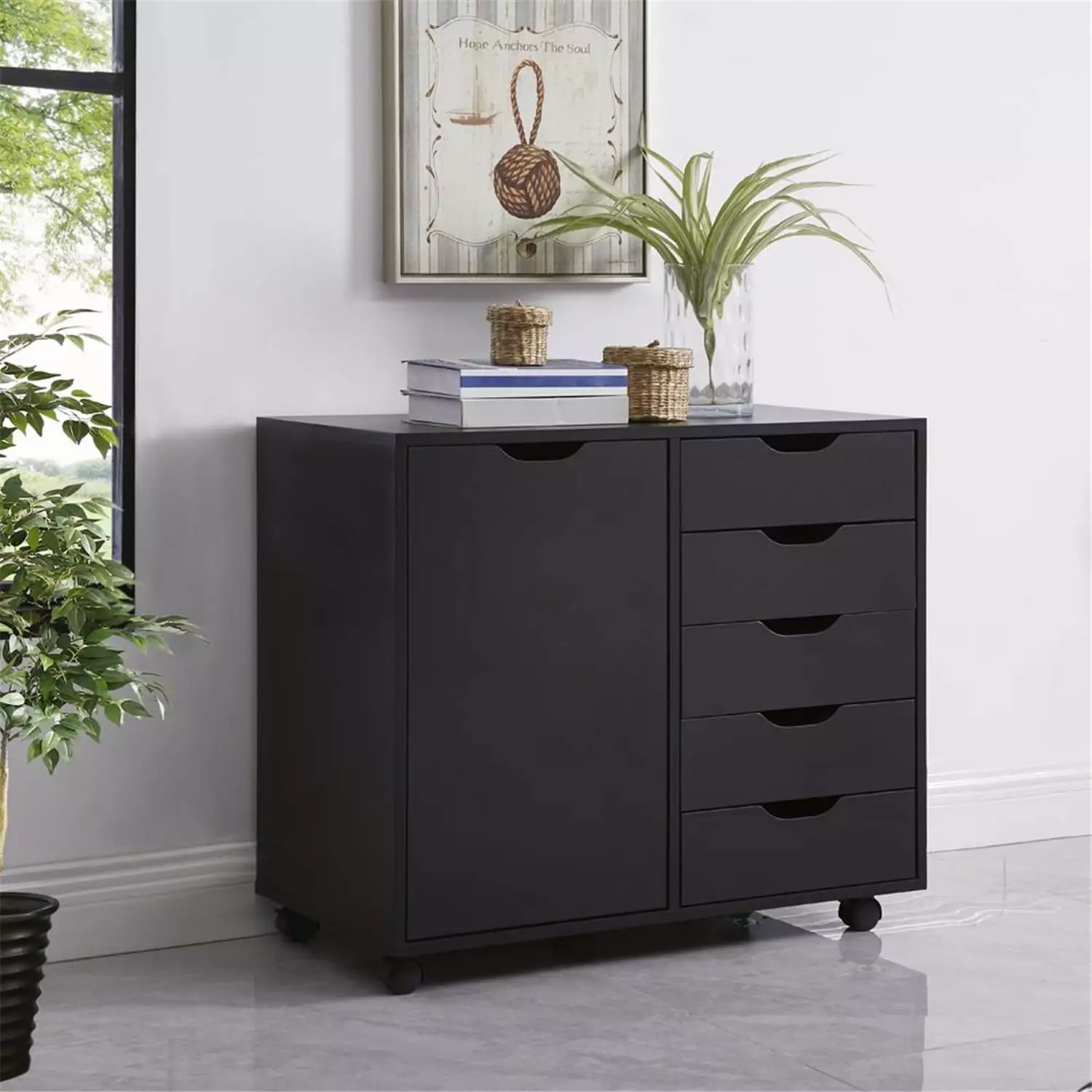 Home Imports Emporium Drawer Dresser. Tall Dressers for bedroom. Kids dresser with drawers. Small Dresser for Closet. Makeup dresser Black 5 Drawer