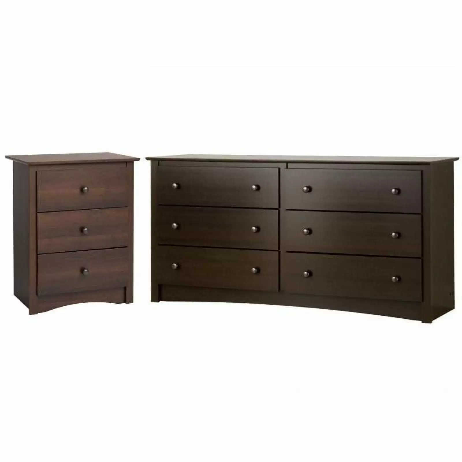 Home Square 2-Piece Set with 6-Drawer Dresser and 3-Drawer Tall Nightstand