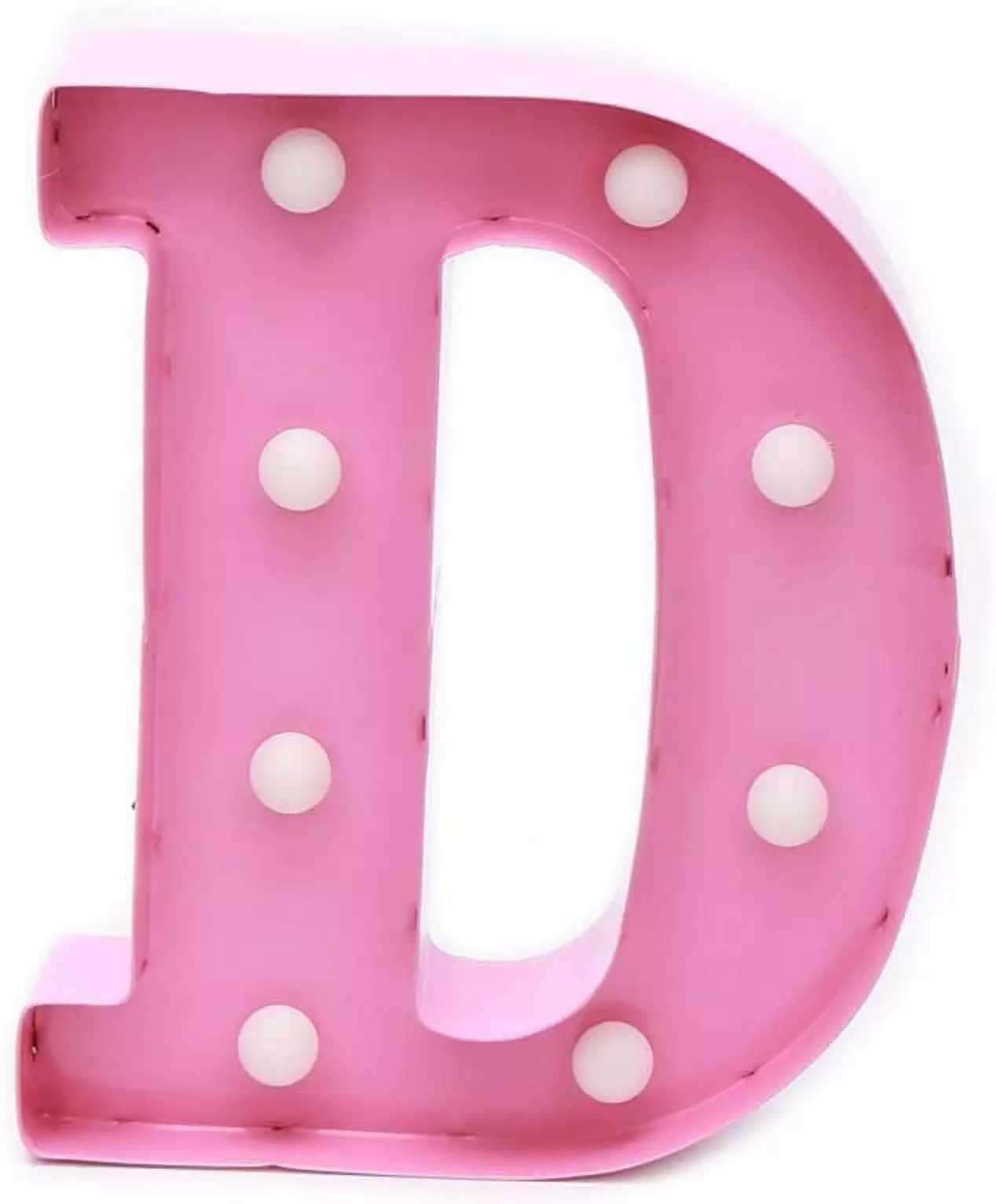 Home by Jackie Inc Decorative Pink Vintage Rustic Metal Hanging Light up LED Letter D