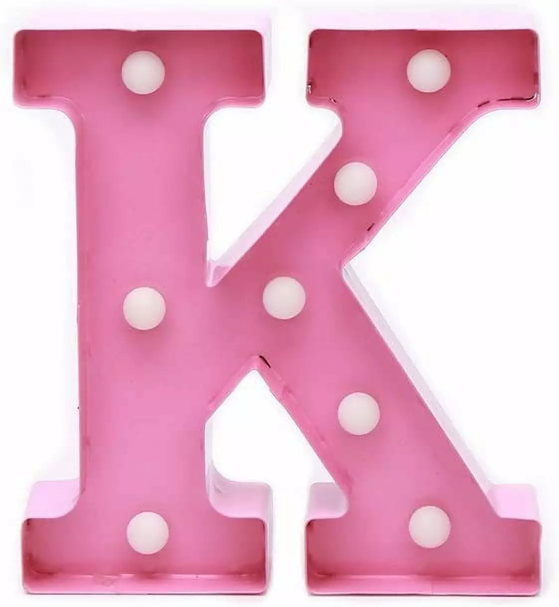 Home by Jackie Inc Decorative Pink Vintage Rustic Metal Hanging Light up LED Letter K