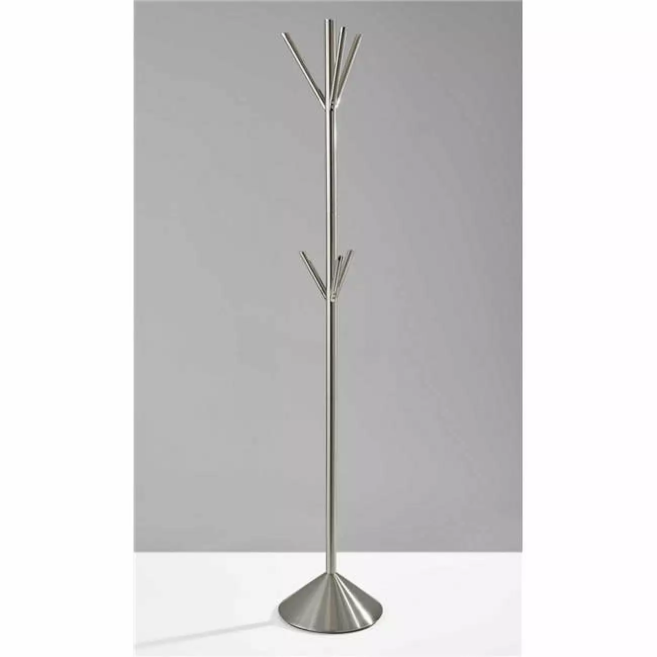 HomeRoots 12 x 68 in. Brushed Steel Pyramid Coat Rack