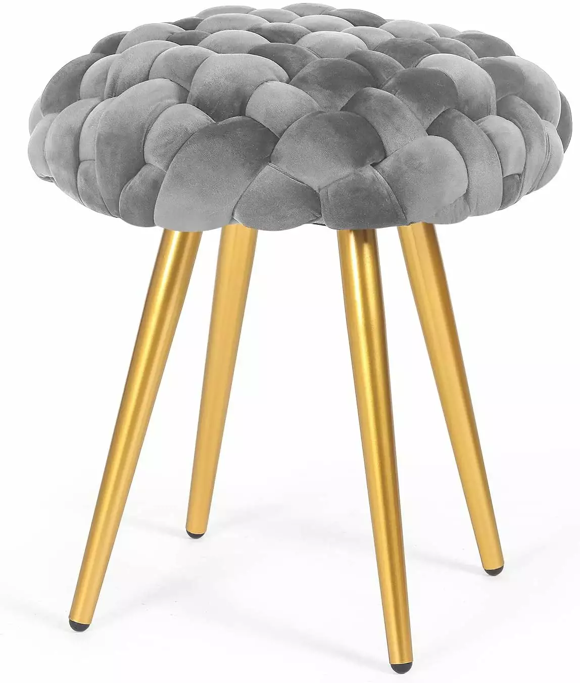 Homebeez Vanity Stool Upholstered Footrest Stool Modern Dressing Stool Side Table Footstool.Gray