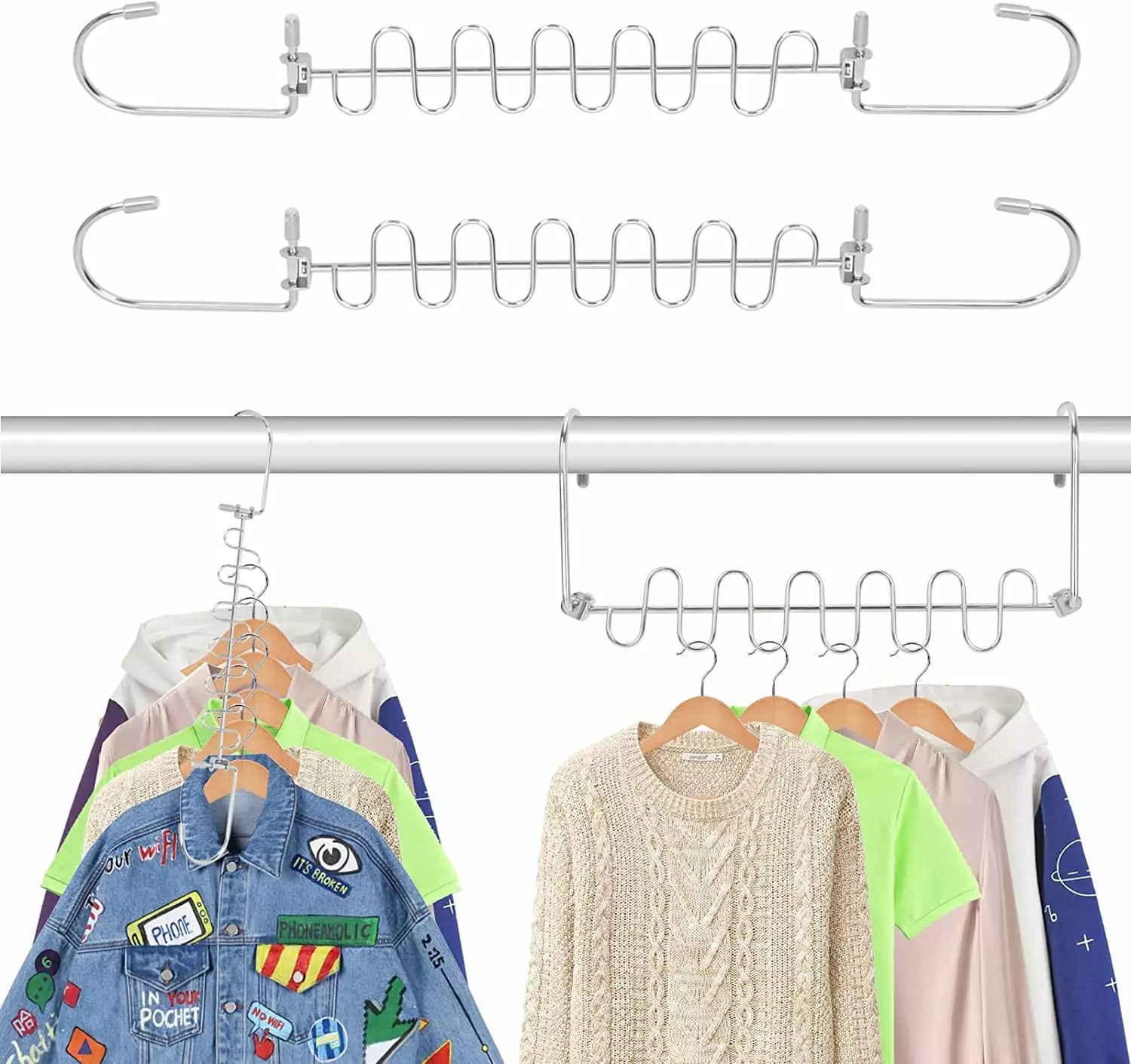 Homelove Magic Hangers Space Saving Closet Organizer Clothes Storage Hangers 2 Pack Multifunctional 360Rotation Stainless Steel Clothes Hanger for Wardrobe Heavy Clothes. Shirts. Pants. Dresses