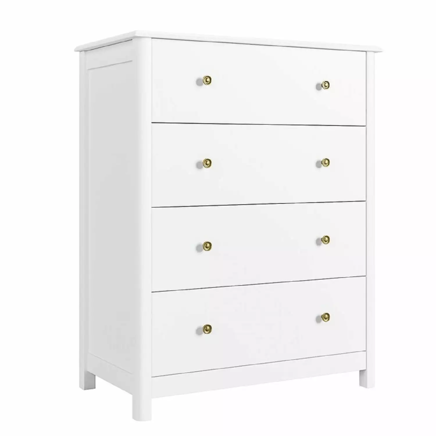 Homfa Horizontal Dresser with 4 Drawer. Wide Chest of Drawers Nightstand for Kids Room Closet Entryway. White