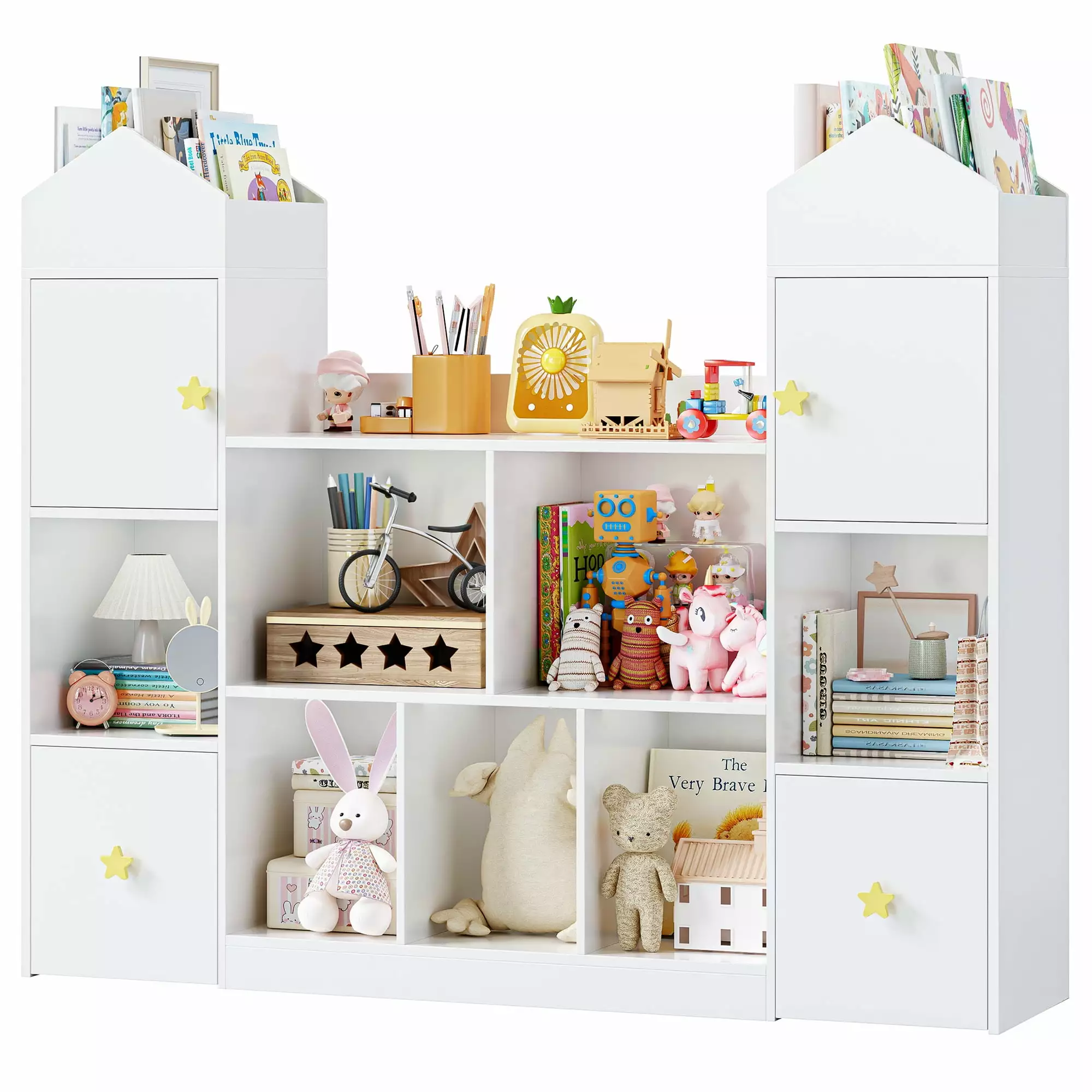 Homfa Kids Storage Cabinet with Book Rack & Mobile Drawer. Wood Toy and Book Storage Bookshelf for Playroom Kidsroom. White