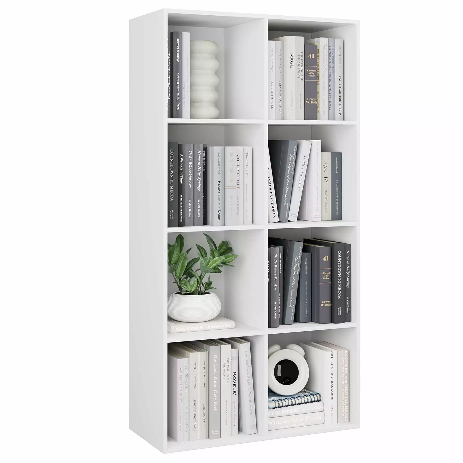 Homfa White Bookcase. 8 Cubes Storage Cabinet Unit Freestanding Display Stand Shelves