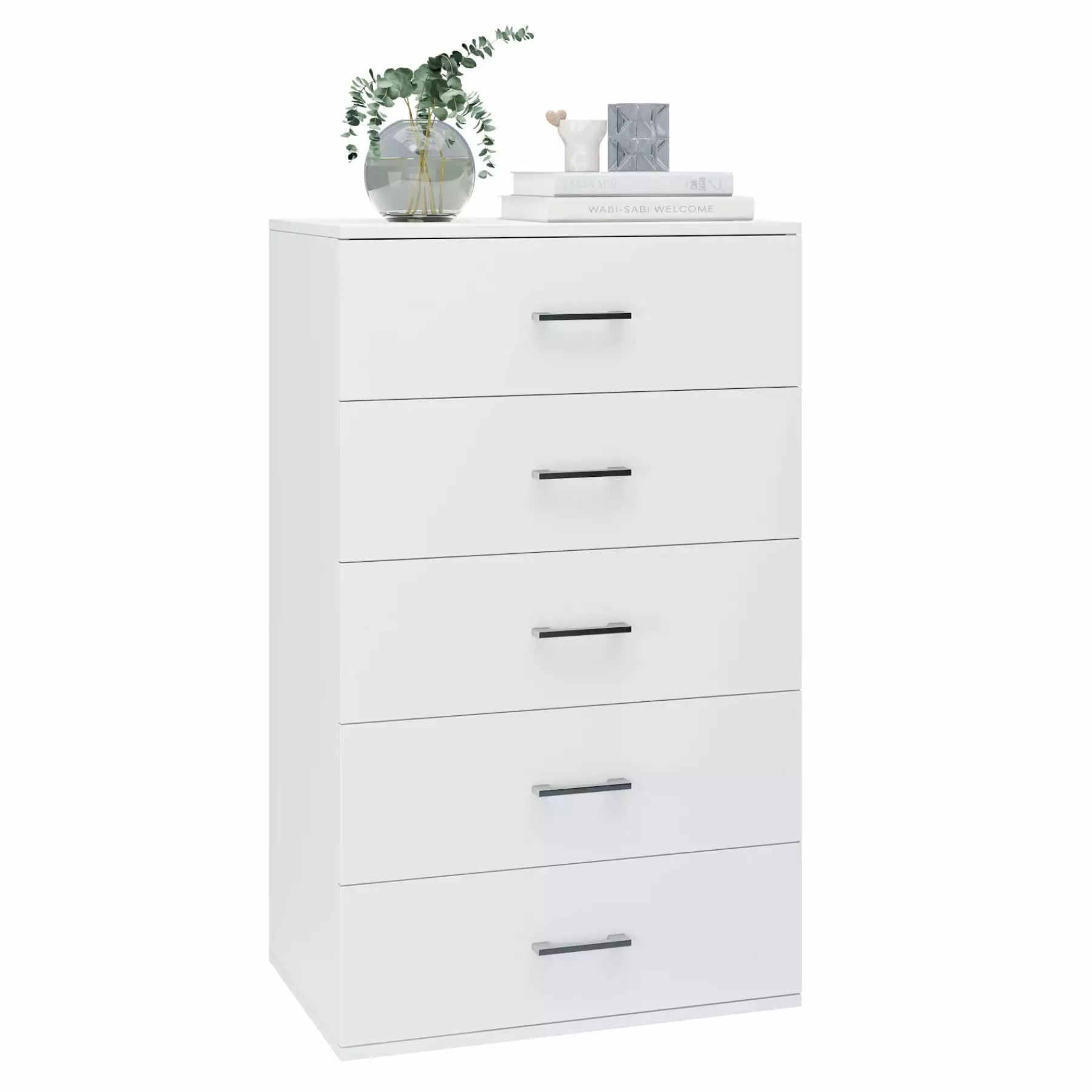 Homfa White Dresser with 5 Drawers. Vertical Chest of Drawers Wood Storage Cabinet for Bedroom Living Room