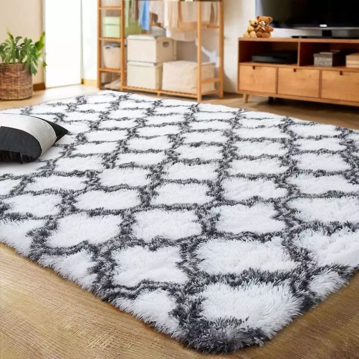 Homore Geometric Area Rugs for Bedroom Living Room Decor 4'x 6' White/Black