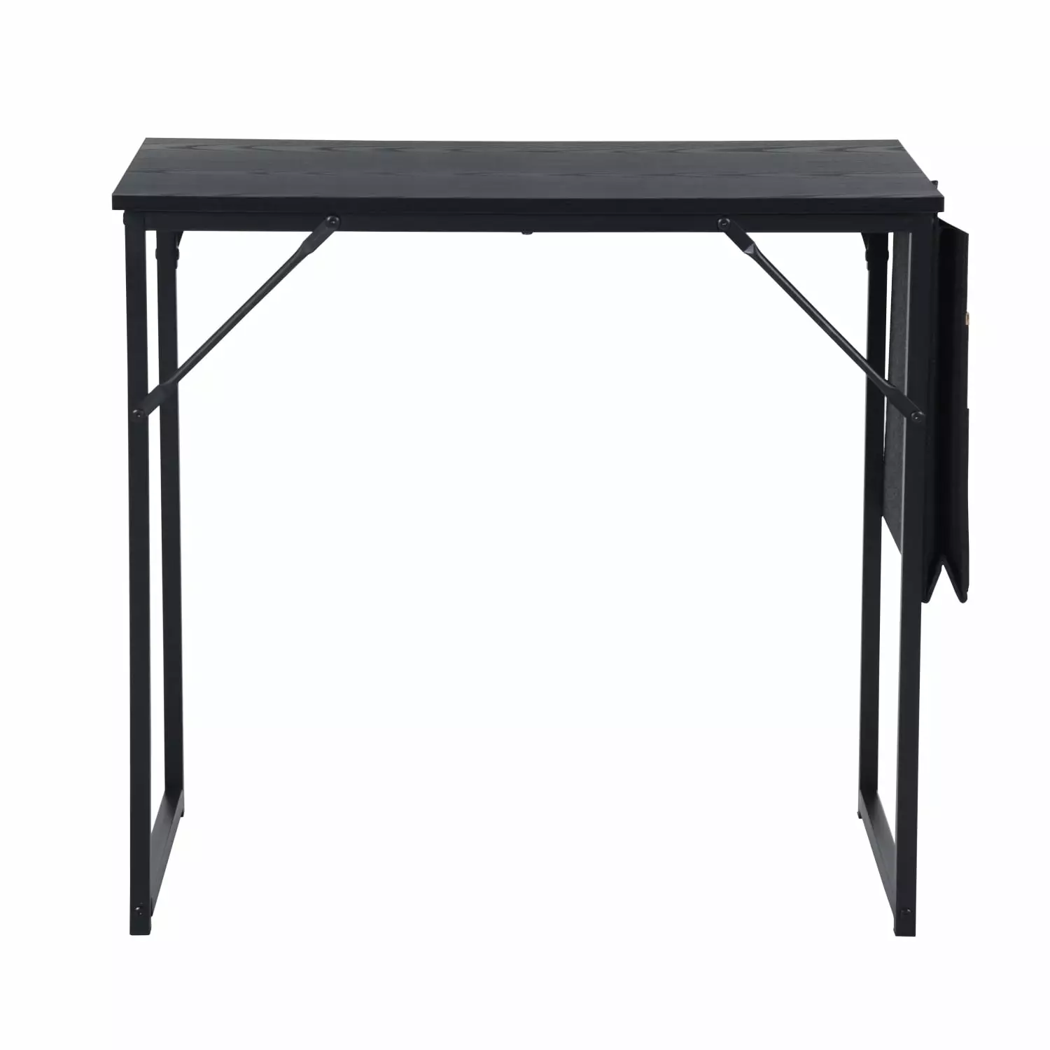 Homy Casa Computer Desk 32 inch Study Writing Table with A Storage Bag Space Saving for Home Office. Modern Simple Style PC Desk. Black Metal Frame. Black Table Top