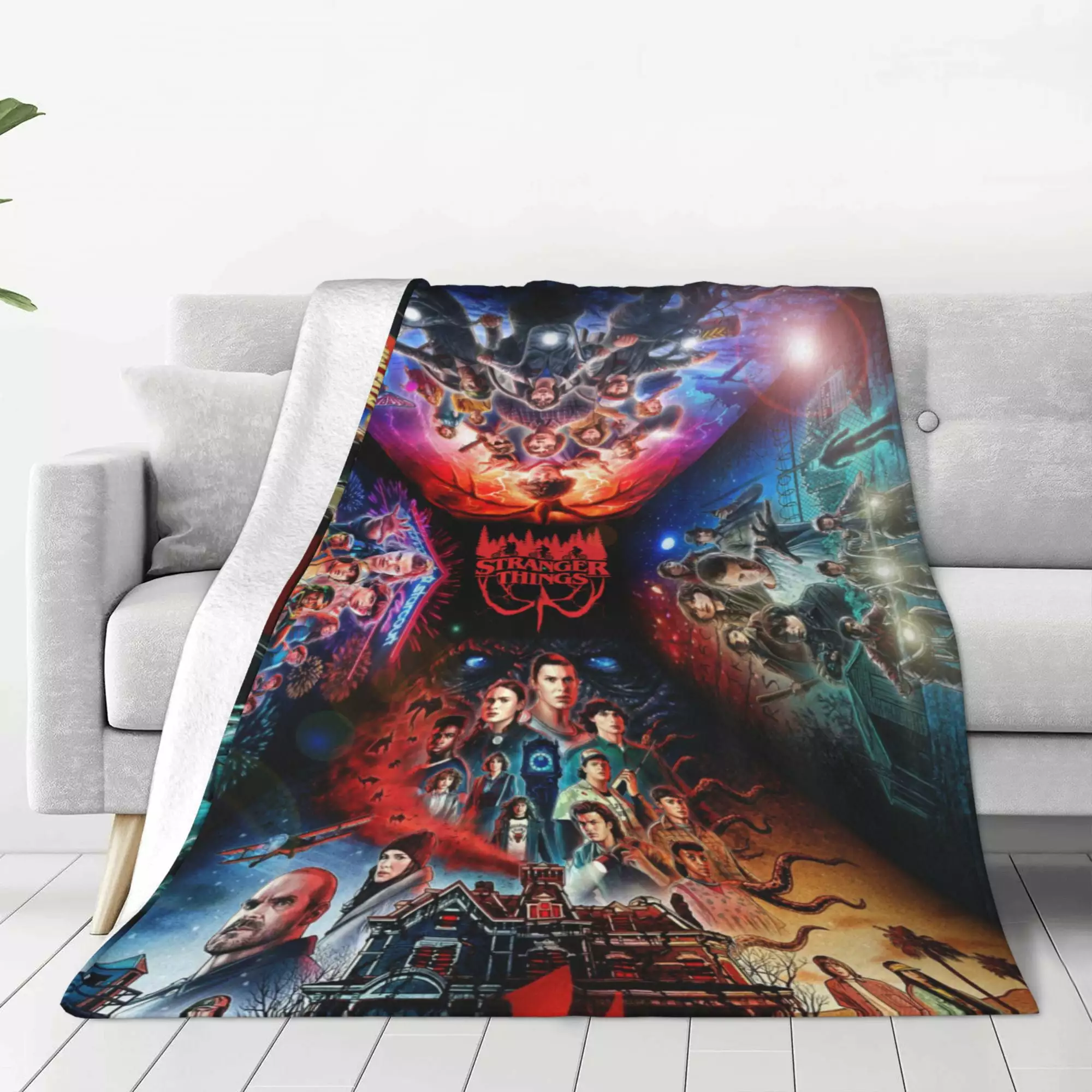 Horror Movie Blanket Stranger Things Blanket Throw Bedding Room Decor Flannel Blankets for Bed Sofa Ultra-Soft Micro Fleece Blanket 40x30