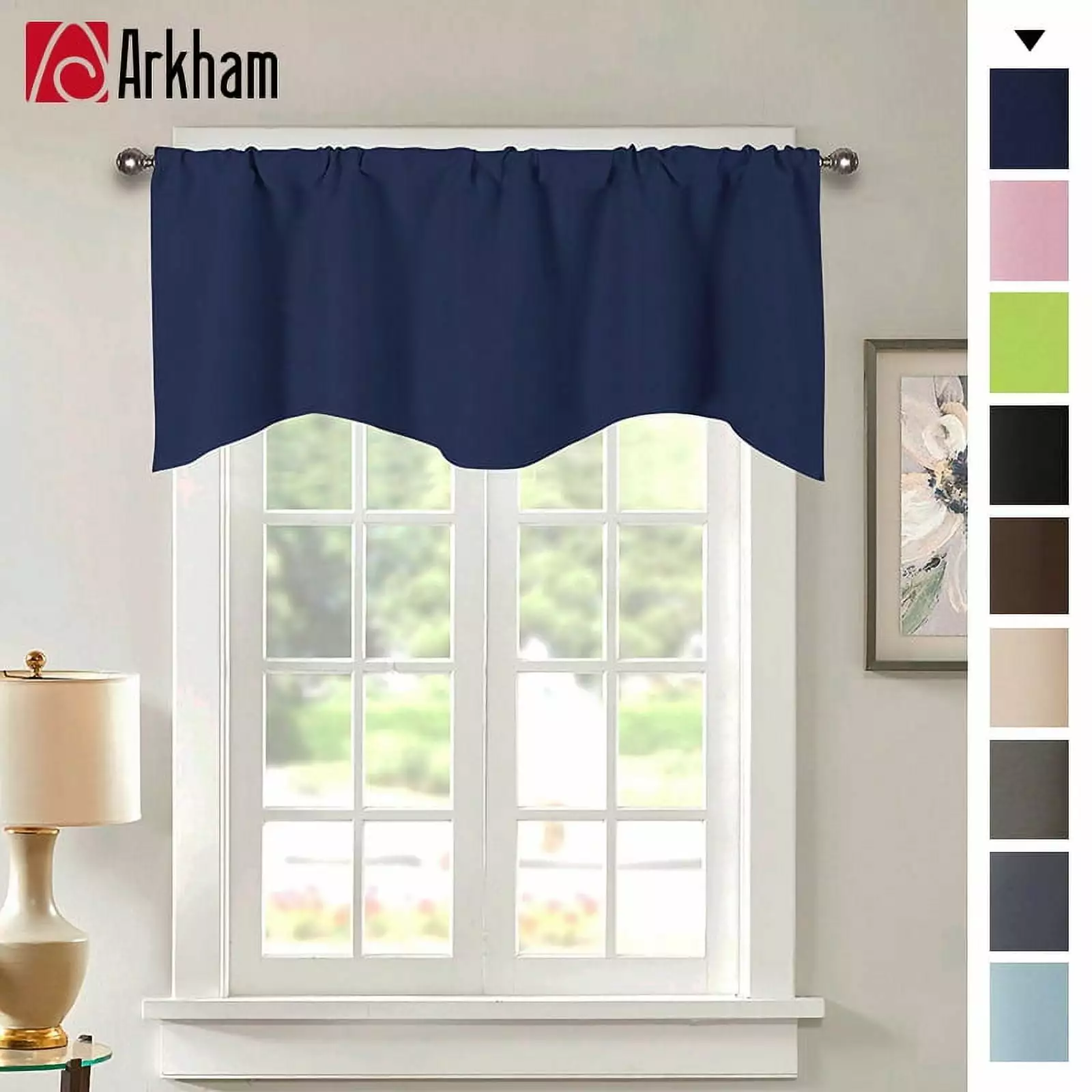 Howarmer Navy Valances Curtains. 52 x 18 Short Blackout Kitchen Curtains for Bathroom. Living Room