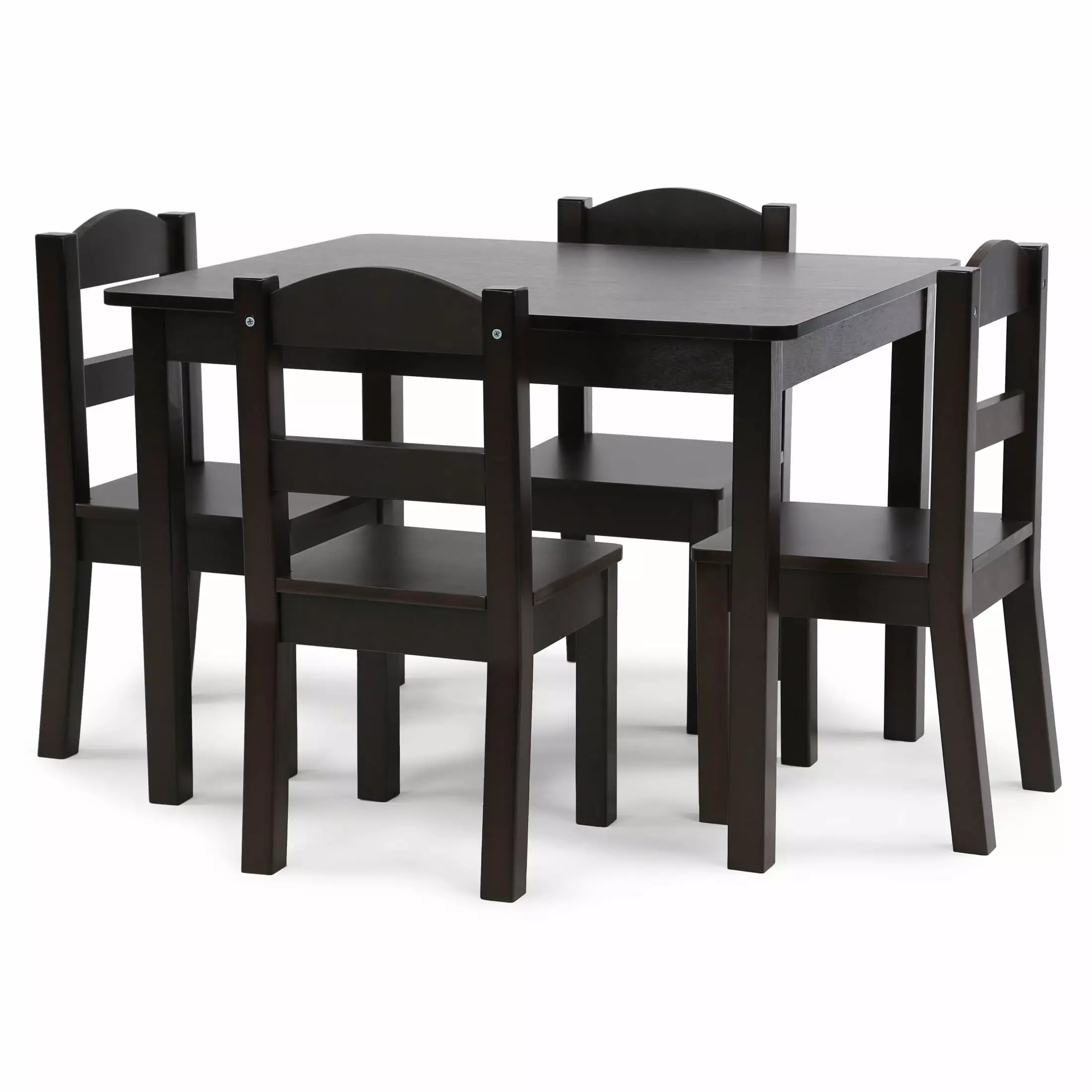 Humble Crew Espresso Toddler Wood Table and 4 Chairs Set. Espresso