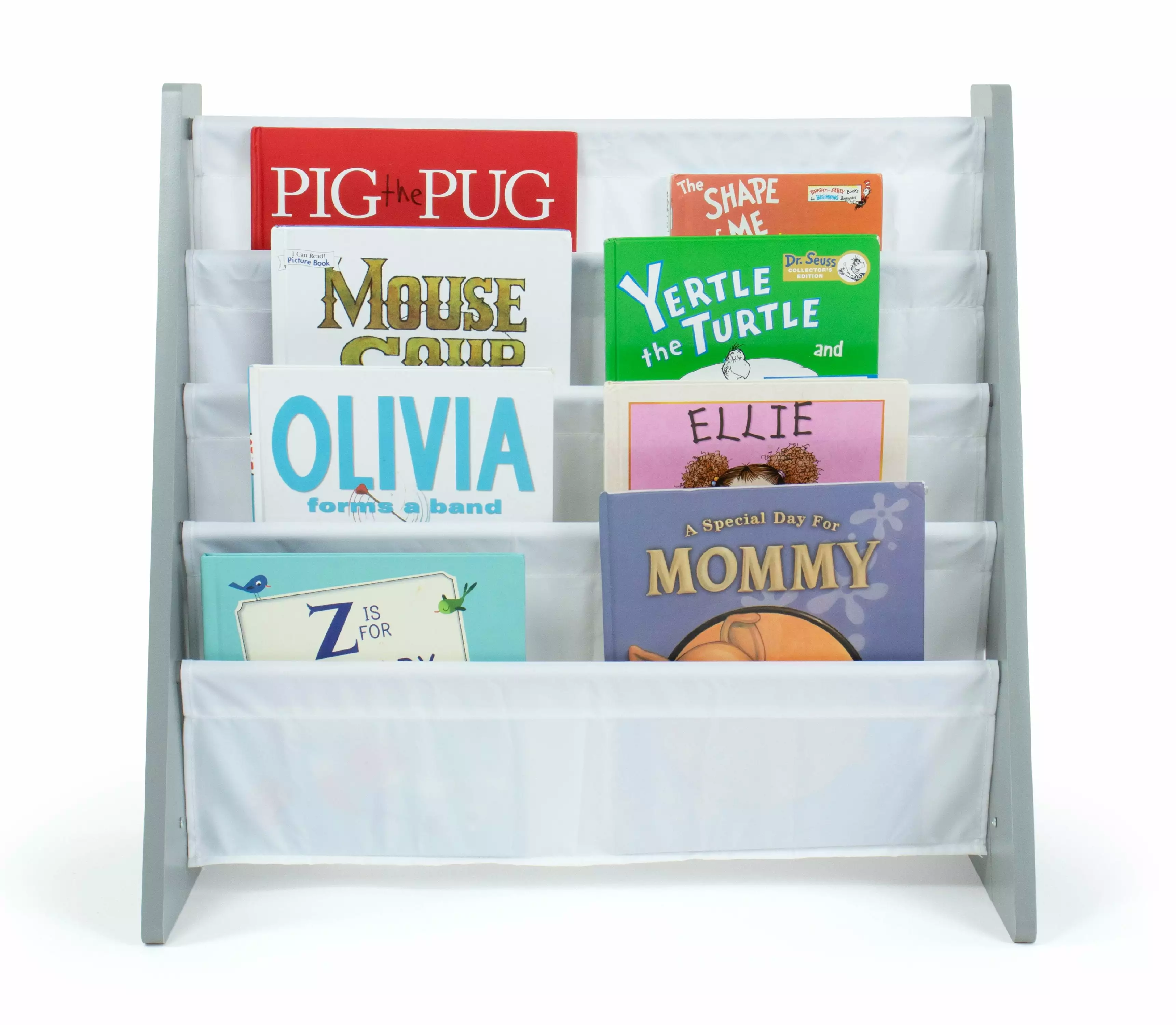 Humble Crew Inspire Kids Bookshelf with Four Shelves Book Organizer. Grey & White