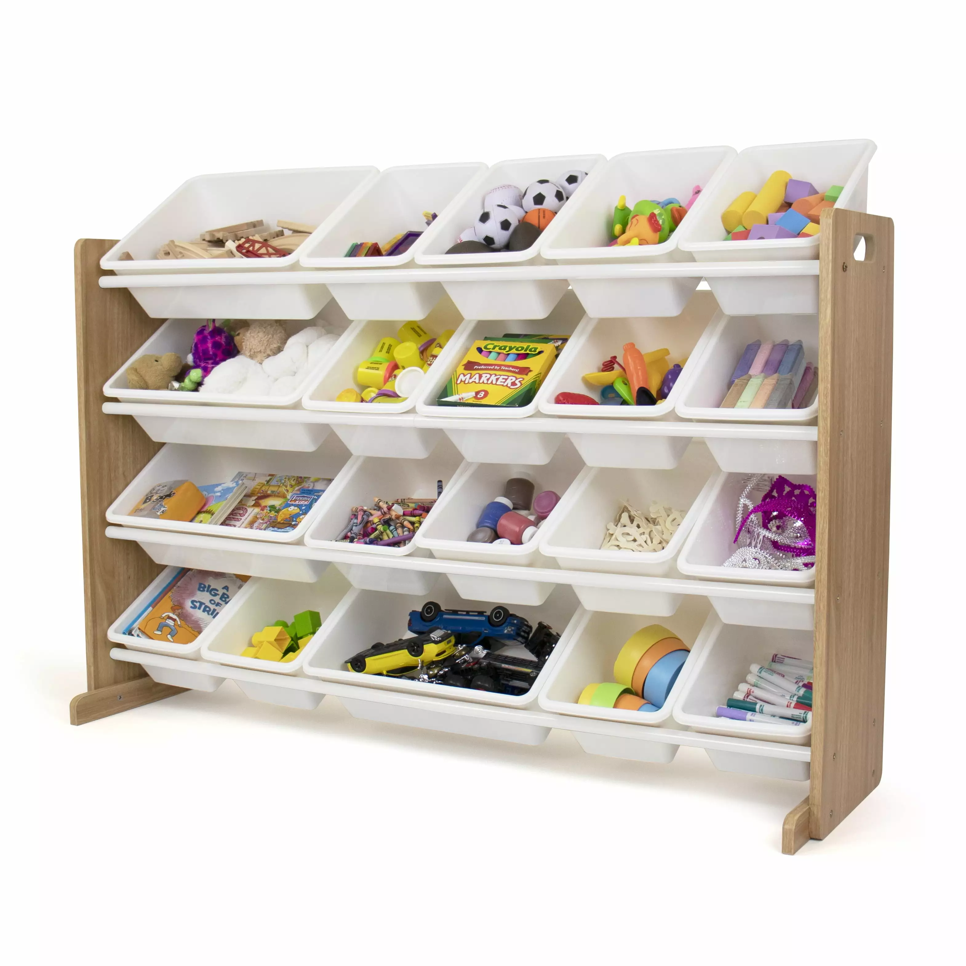 Humble Crew Journey Extra Large Toy Storage Organizer with 20 Storage Bins. Natural/White