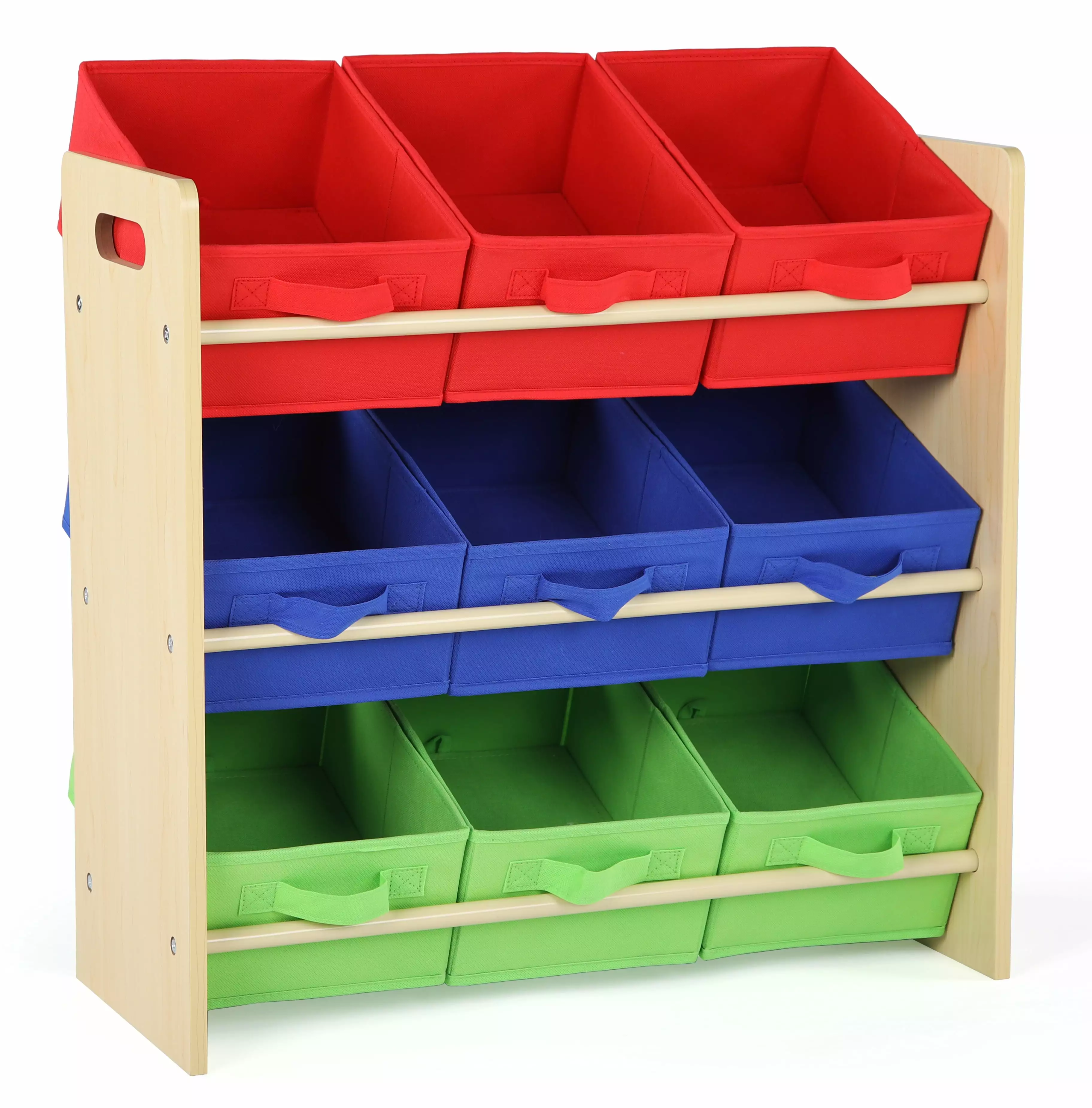 Humble Crew Natural/Primary Kids Toy Storage Organizer w/ 9 Fabric Bins. Primary Collection